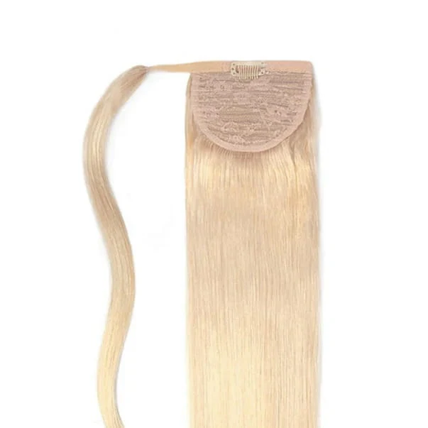 Bleach Blonde (#613) Straight Up Wrap Around Ponytail Extension - Image 2