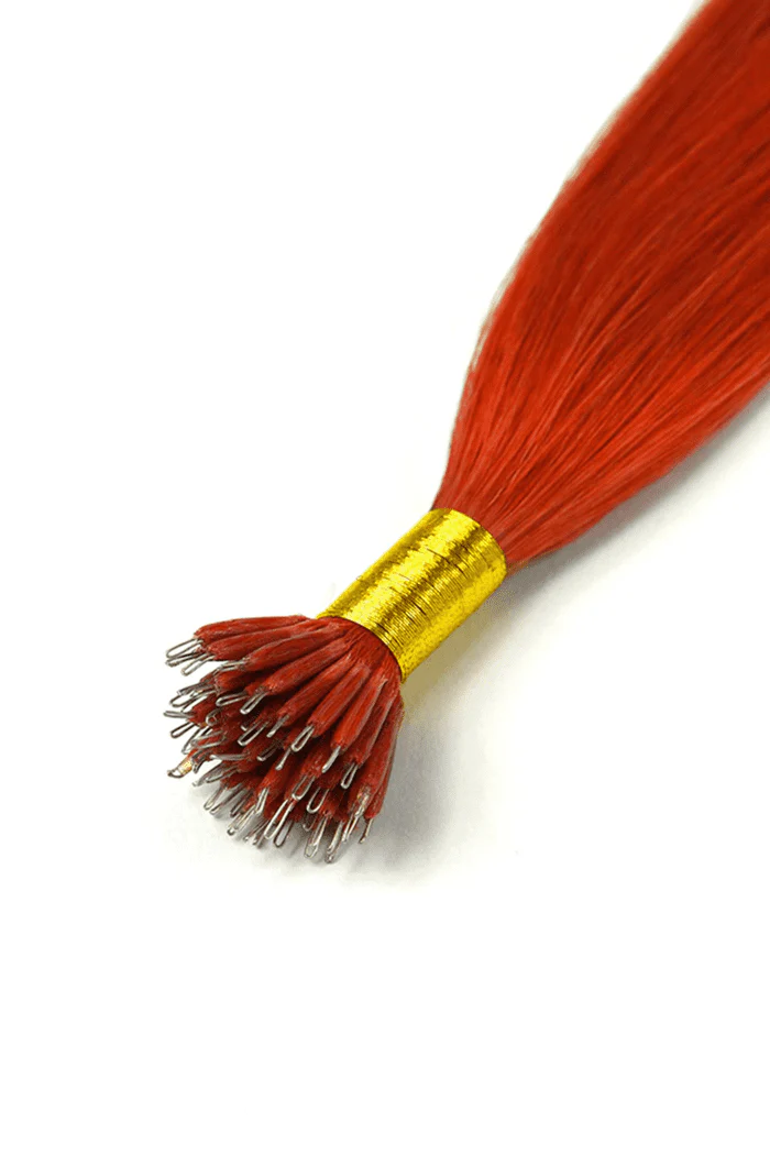 Bright Red Nano Ring Hair Extensions - Image 2