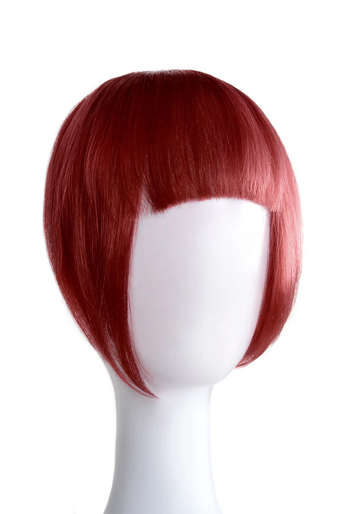 Clip in /on Human Hair Fringe / Bangs - Deep Red - Image 2