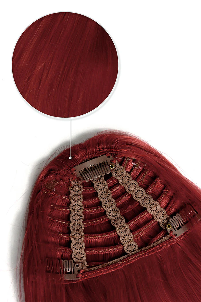 Clip in /on Human Hair Fringe / Bangs - Deep Red - Image 3