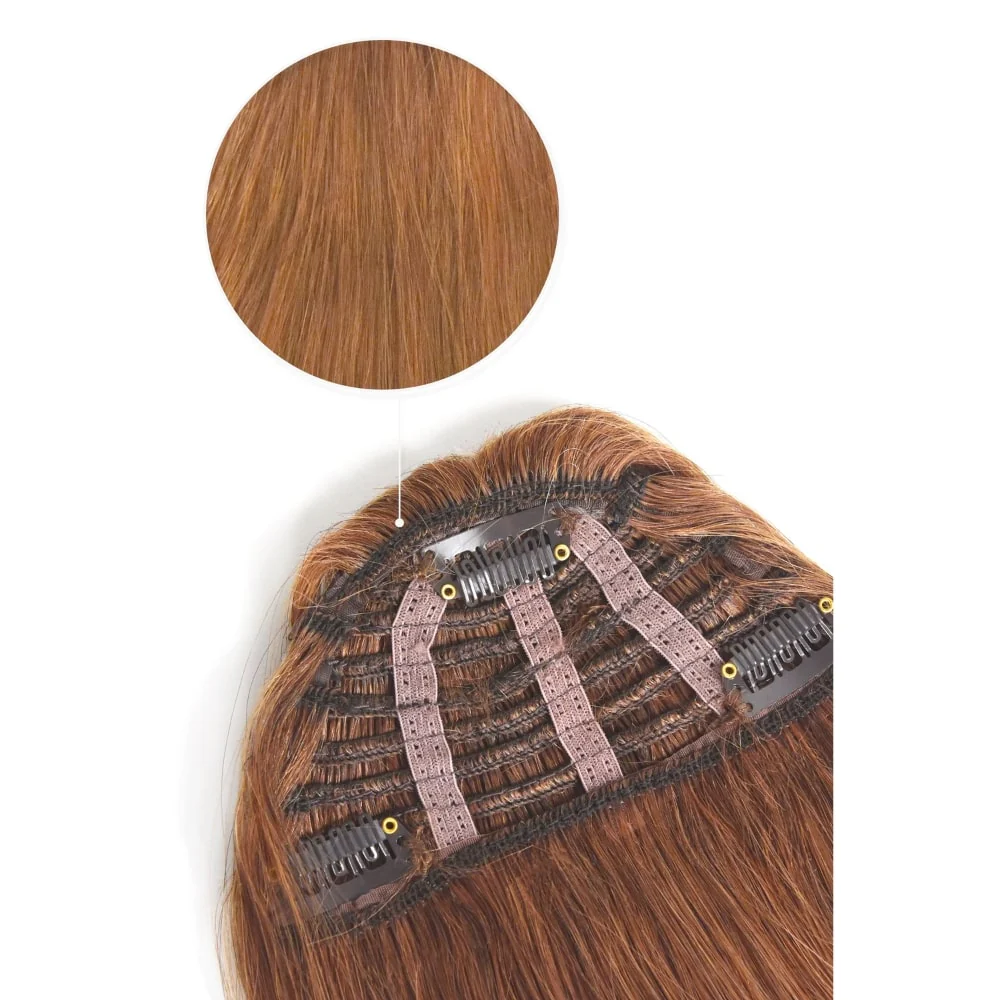 Clip in /on Remy Human Hair Fringe / Bangs - Light Auburn (#30) - Image 3