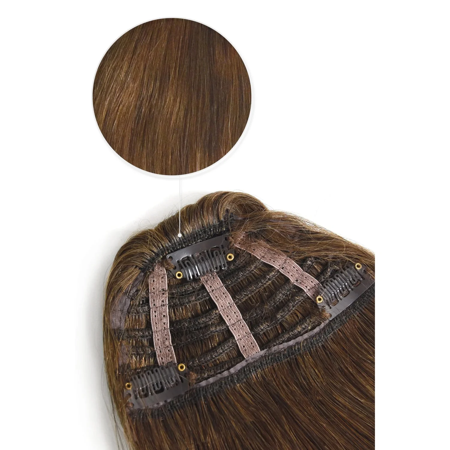 Clip in /on Remy Human Hair Fringe / Bangs - Medium Ash Brown (#8) - Image 2