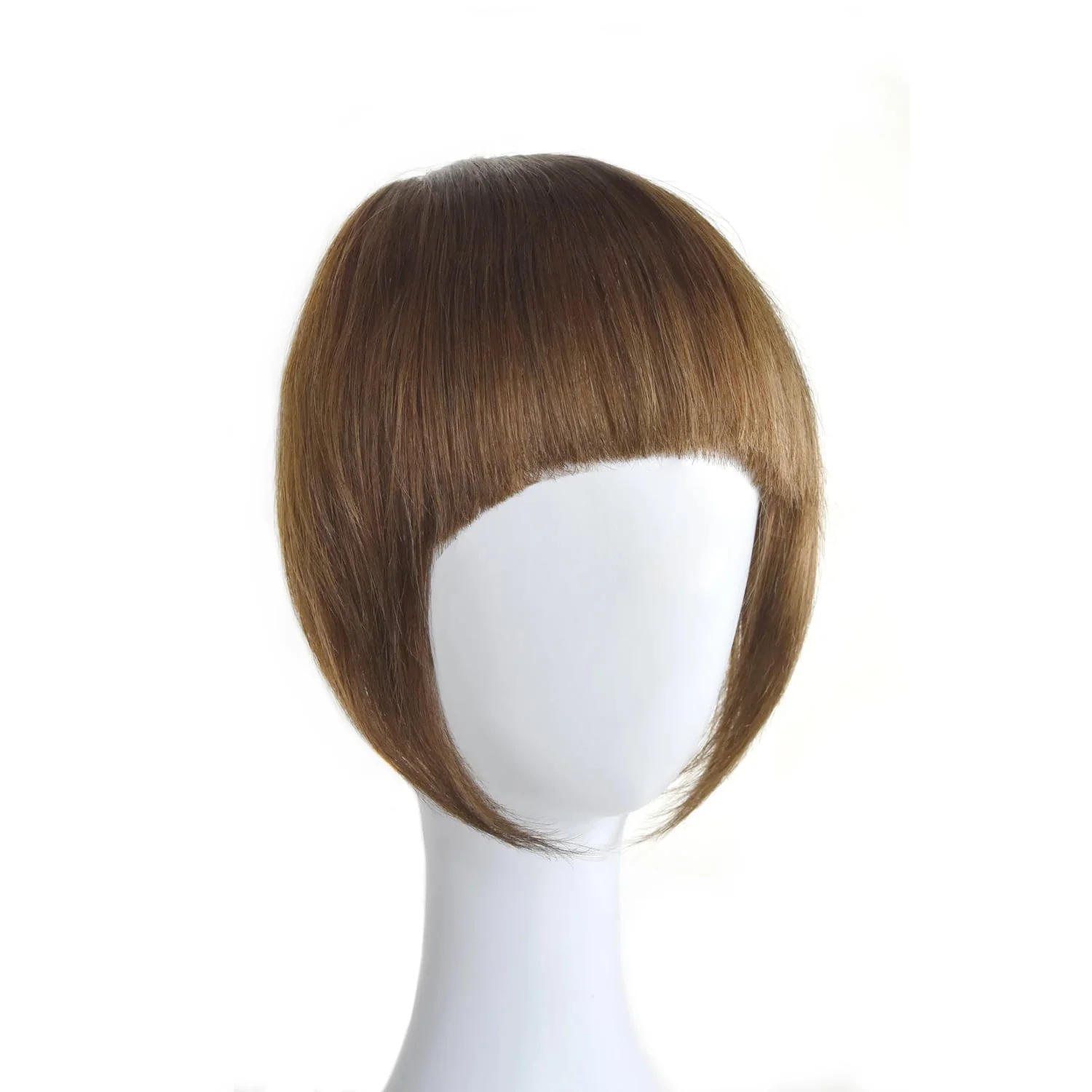 Clip in /on Remy Human Hair Fringe / Bangs - Medium Ash Brown (#8) - Image 3