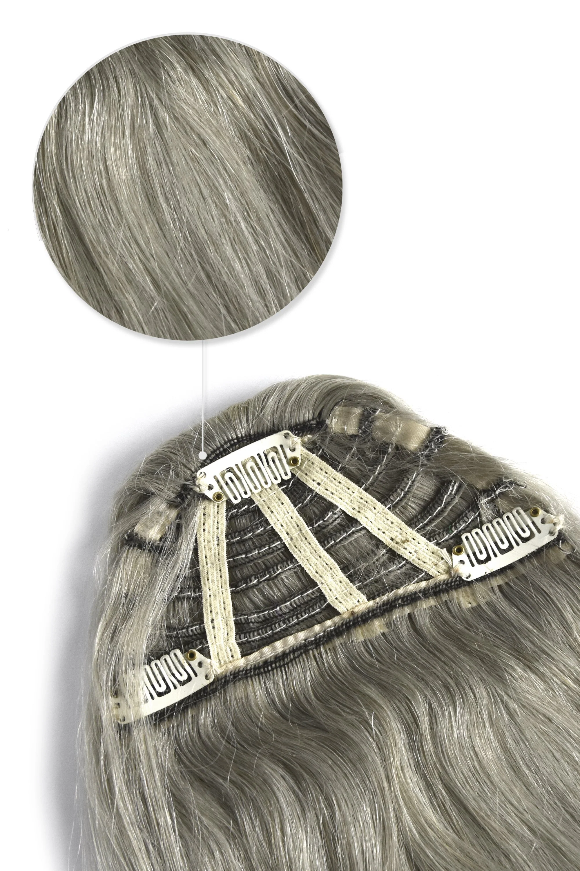 Clip in /on Remy Human Hair Fringe / Bangs - Silver/Grey - Image 3