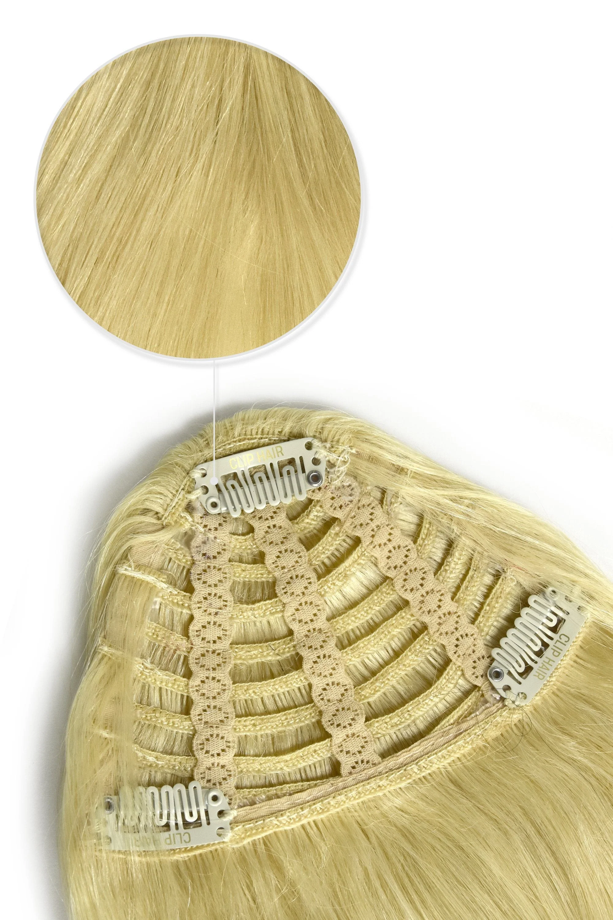 Clip in /on Remy Human Hair Fringe / Bangs - Bleach Blonde (#613) - Image 3