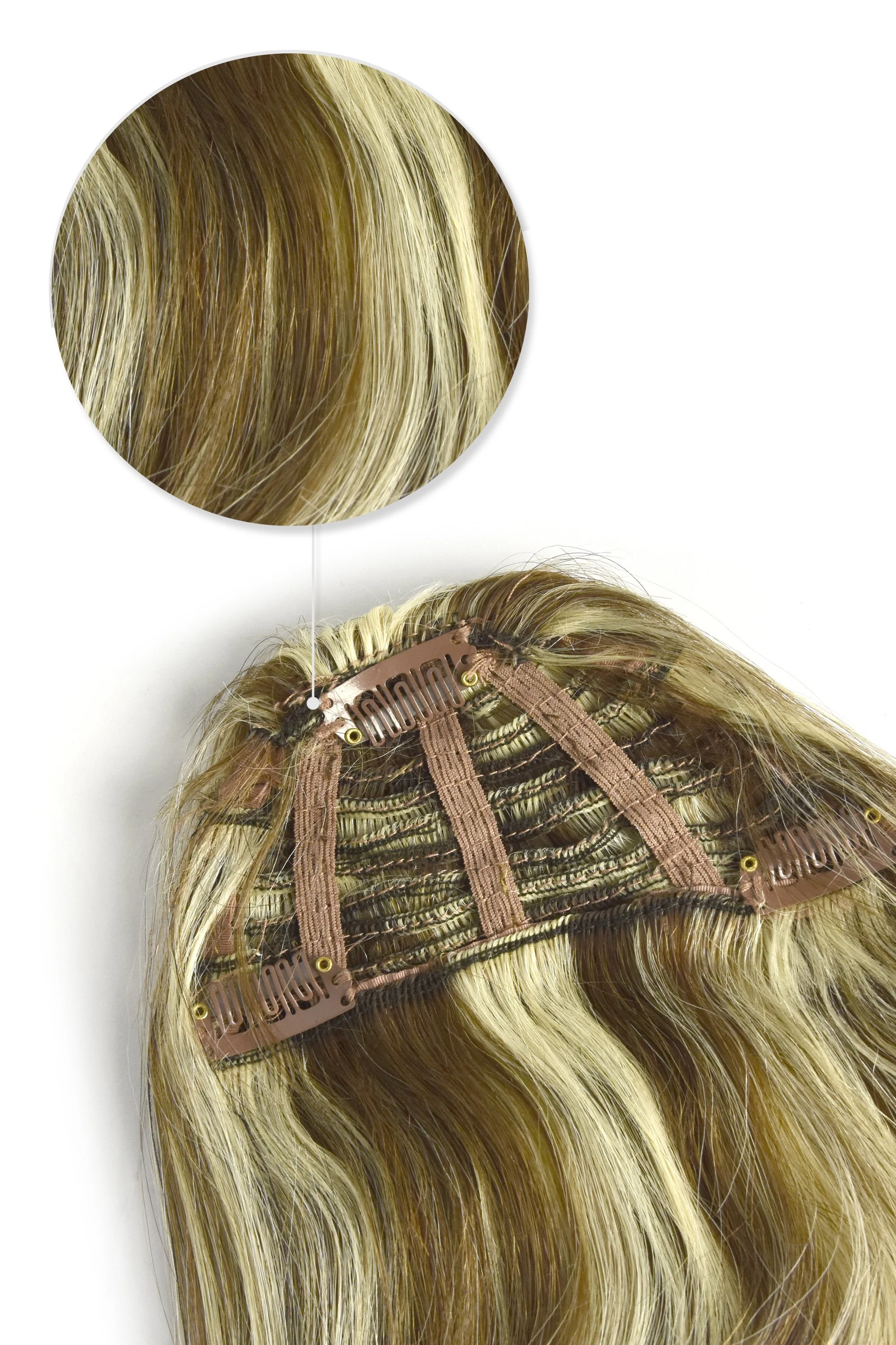 Clip in /on Remy Human Hair Fringe / Bangs - Chestnut Bronde (#6/613) - Image 3