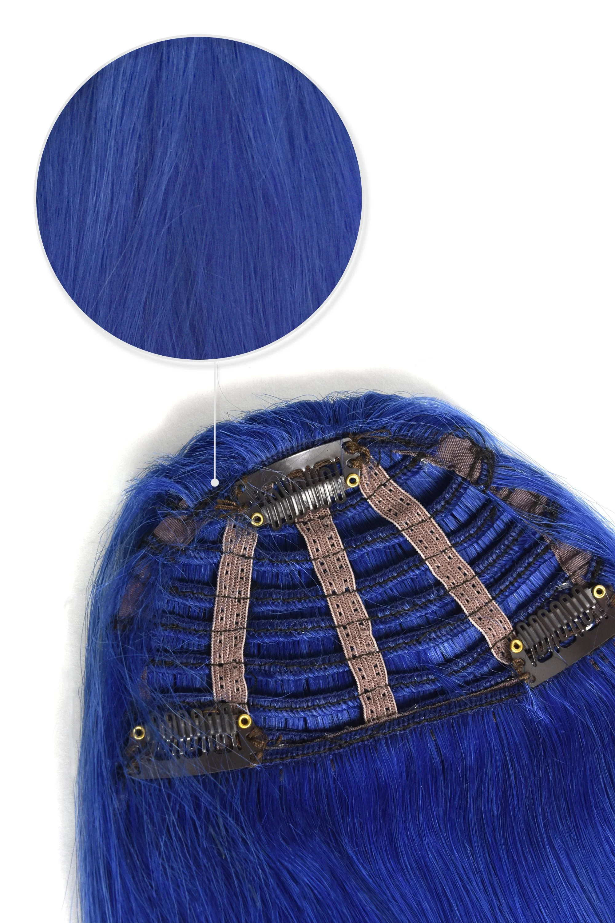 Clip in /on Remy Human Hair Fringe / Bangs - Blue - Image 3