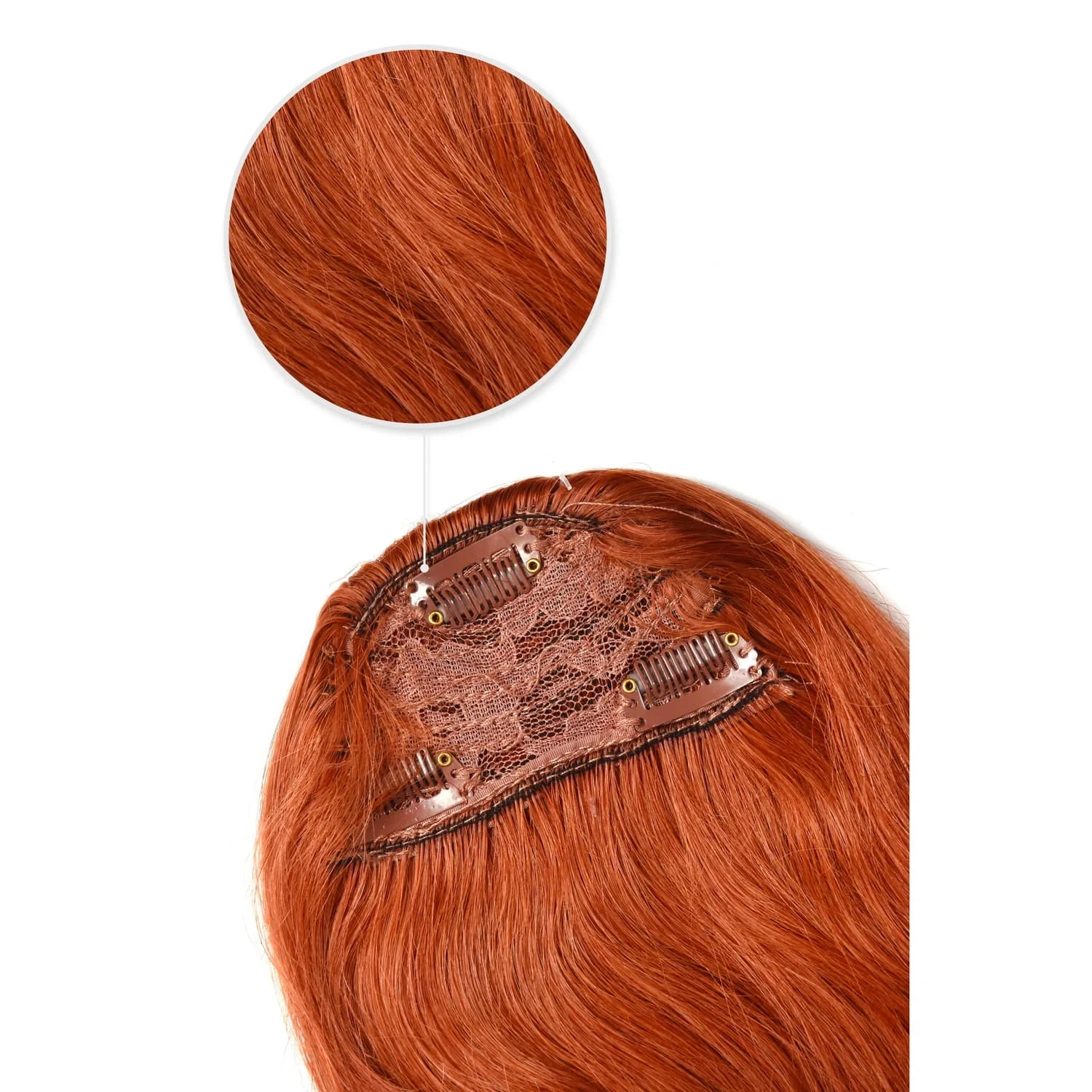 Clip in /on Remy Human Hair Fringe / Bangs - Flaming Ginger (#350) - Image 3