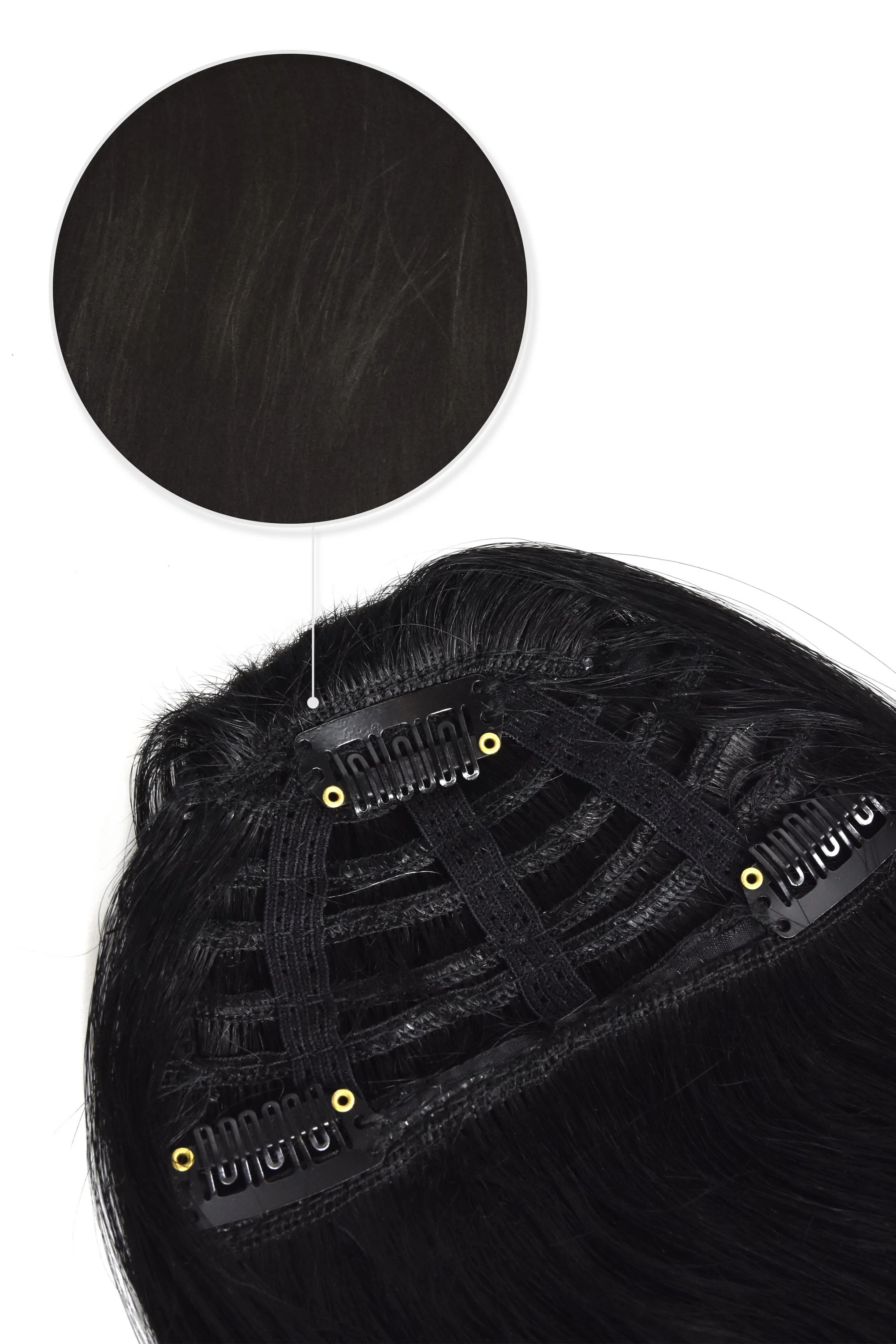 Clip in /on Remy Human Hair Fringe / Bangs - Jet Black (#1) - Image 3