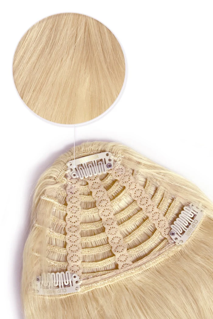 Clip in /on Remy Human Hair Fringe / Bangs - Light Ash Blonde (#22) - Image 3