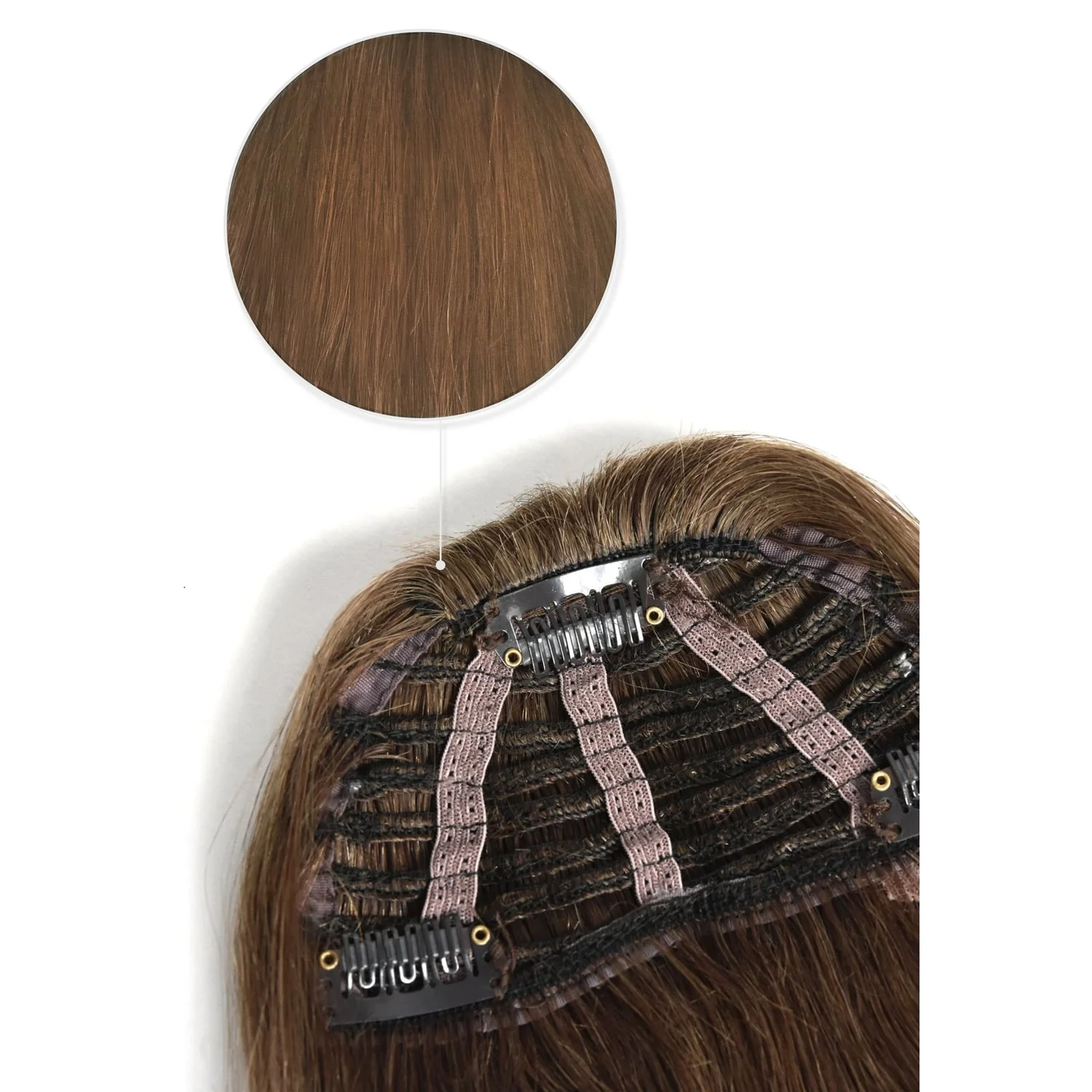 Clip in /on Remy Human Hair Fringe / Bangs - Chestnut Brown (#6) - Image 3