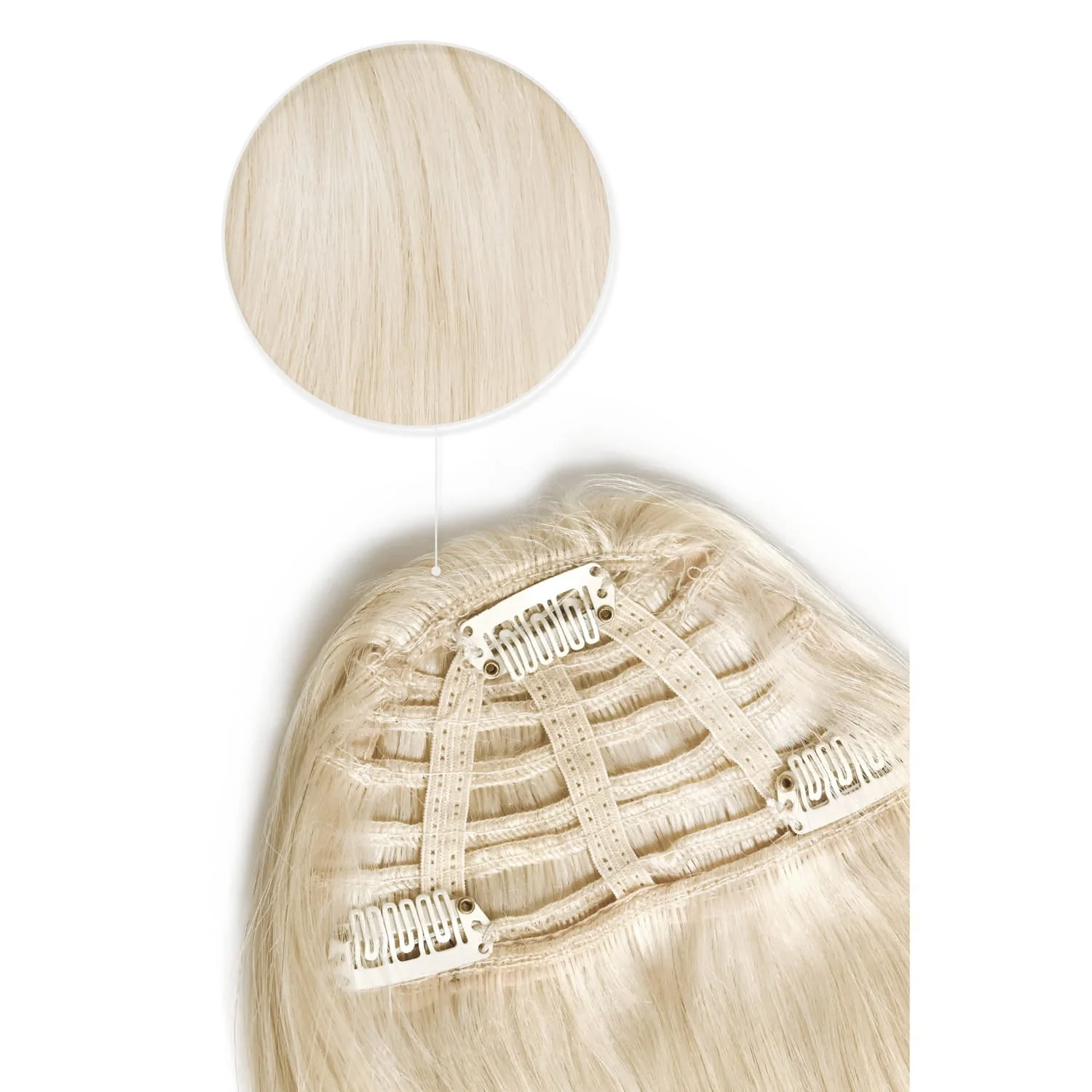 Clip in /on Remy Human Hair Fringe / Bangs - Lightest Blonde (#60) - Image 3