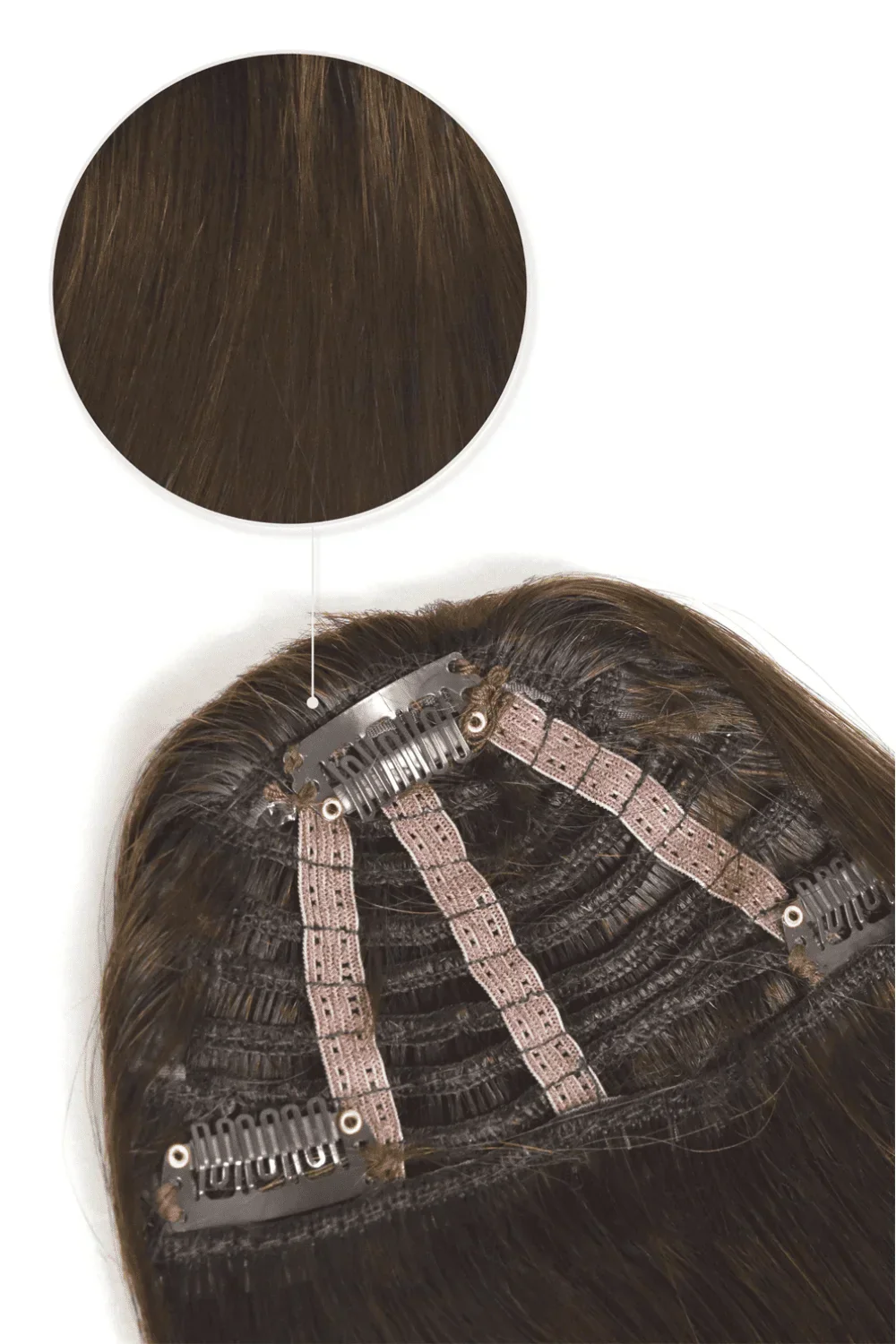 Clip in /on Remy Human Hair Fringe / Bangs - Medium Brown (#4) - Image 3