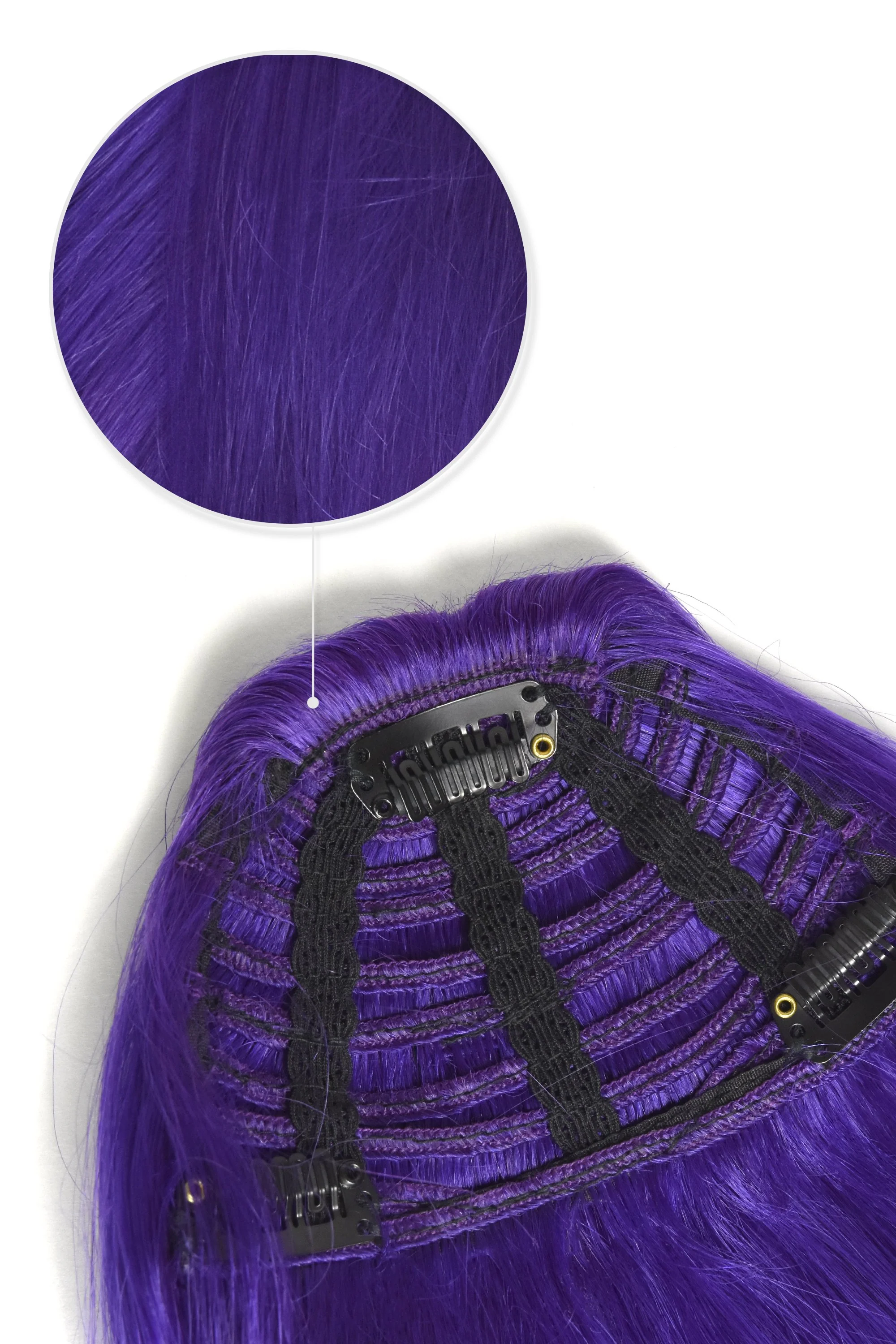 Clip in /on Remy Human Hair Fringe / Bangs - Purple - Image 3
