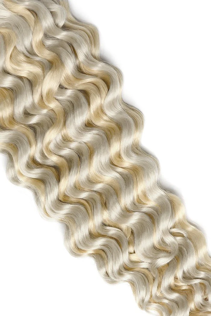 Curly Full Head Remy Clip in Human Hair Extensions - #60/SS - Image 4