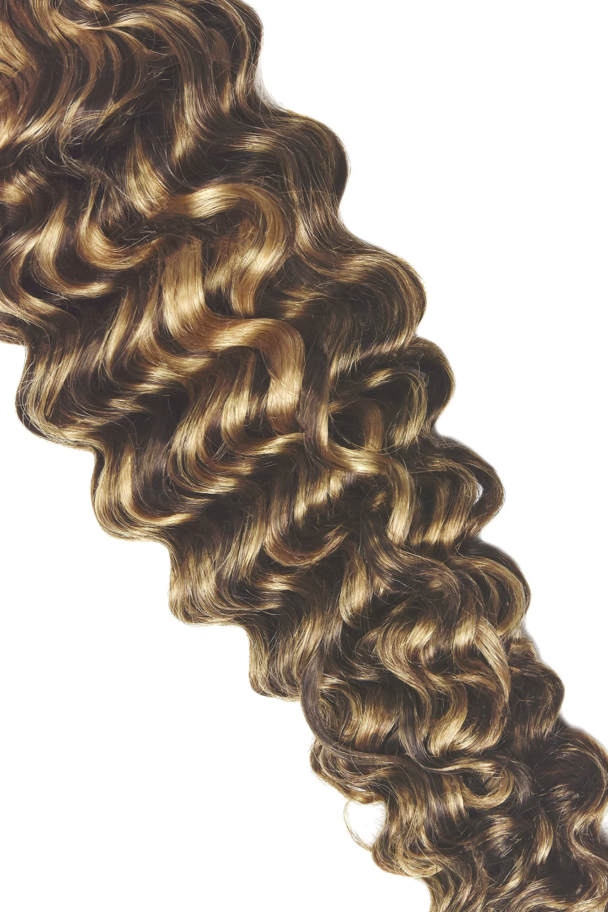 Curly Clip-In Human Hair Extensions -  Chocolate Honey (#4/27) - Image 4