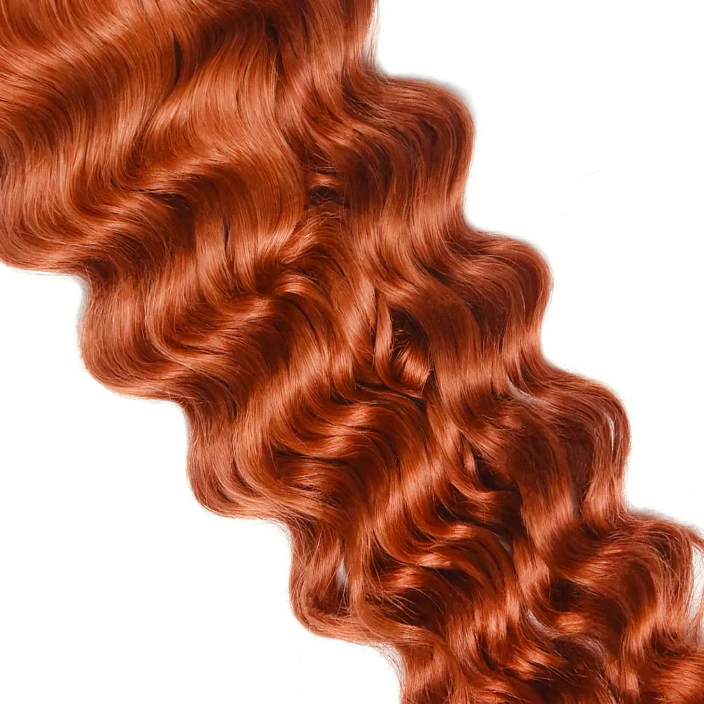 Curly Clip-In Human Hair Extensions - Flaming Ginger (#350) - Image 4