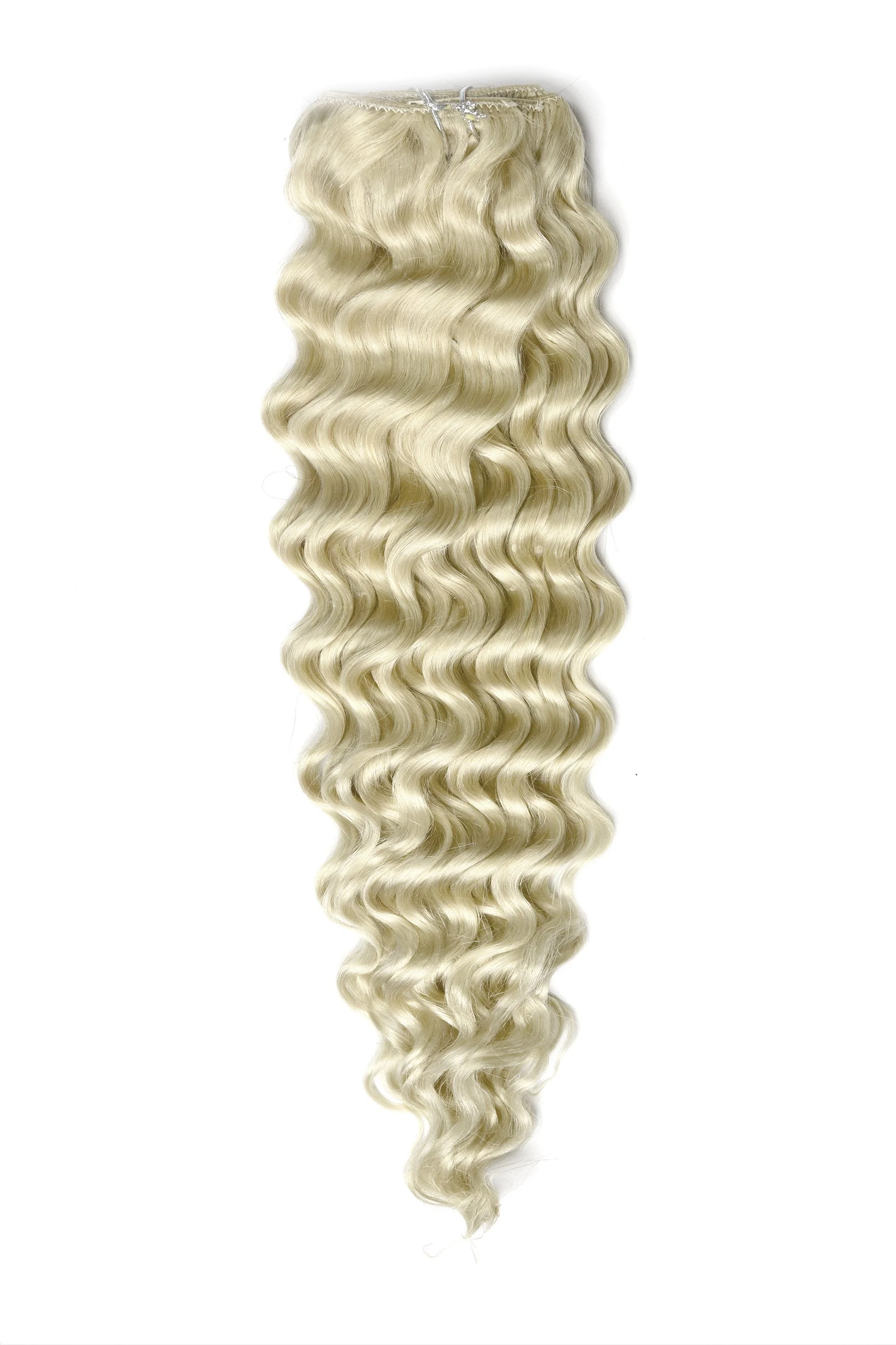Curly Clip-In Human Hair Extensions - Ice Blonde