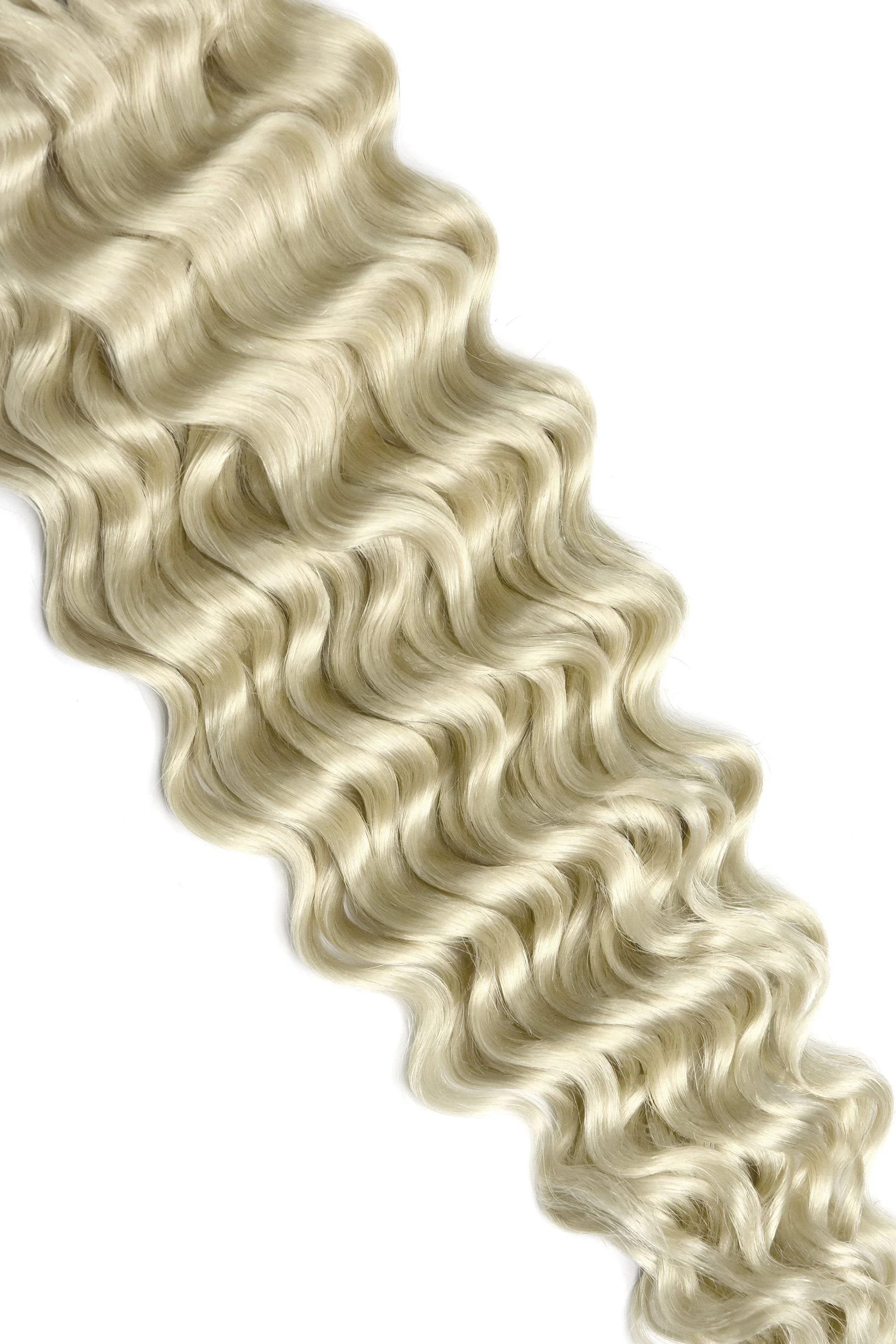 Curly Clip-In Human Hair Extensions - Ice Blonde - Image 4