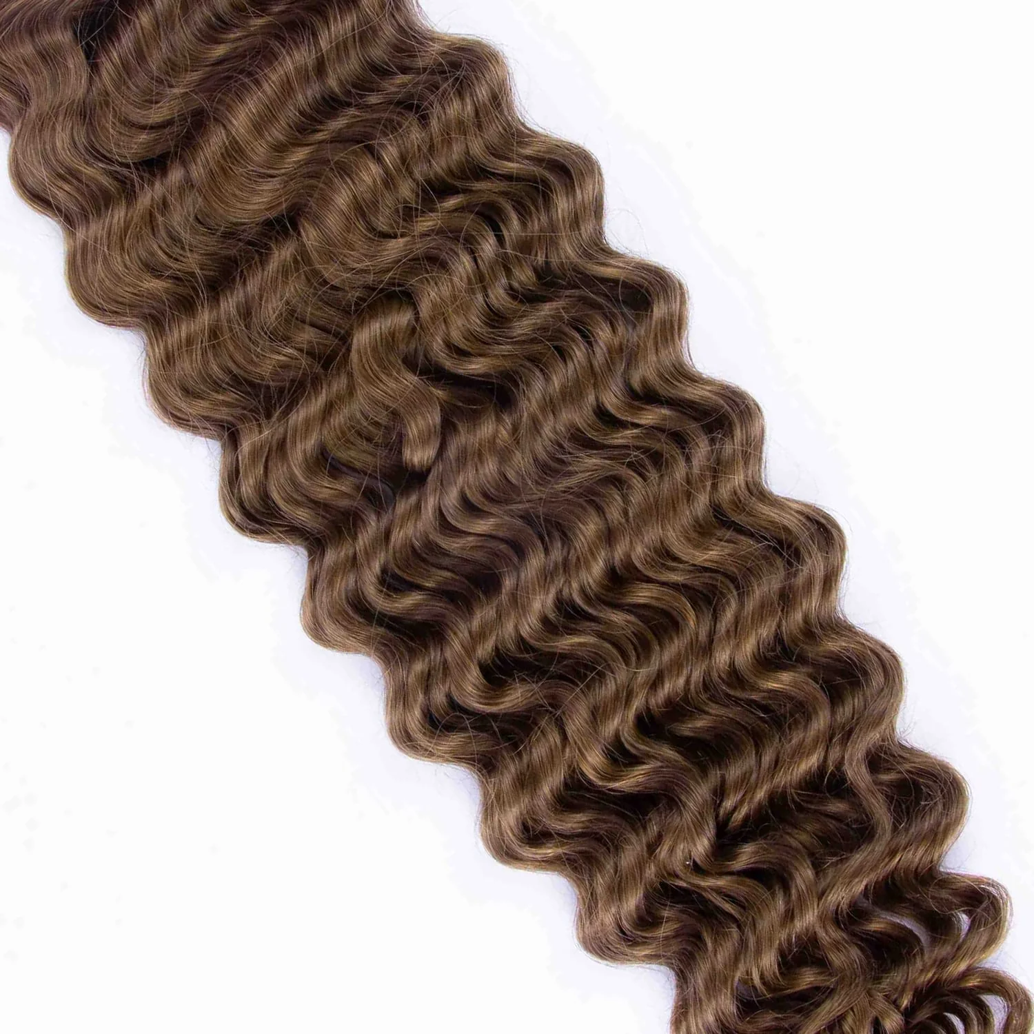 Curly Clip-In Human Hair Extensions - Chestnut Brown (#6) - Image 4