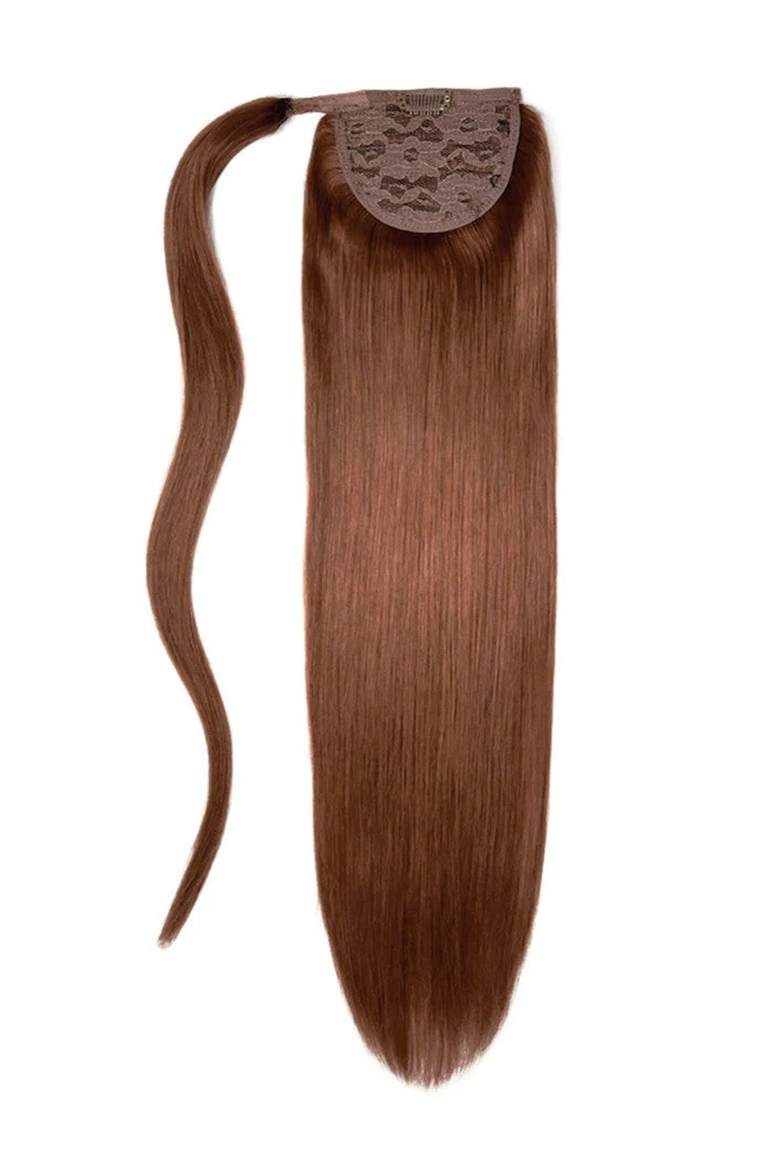 Dark Auburn/Copper Red (#33) Straight Up Wrap Around Ponytail Extension - Image 3