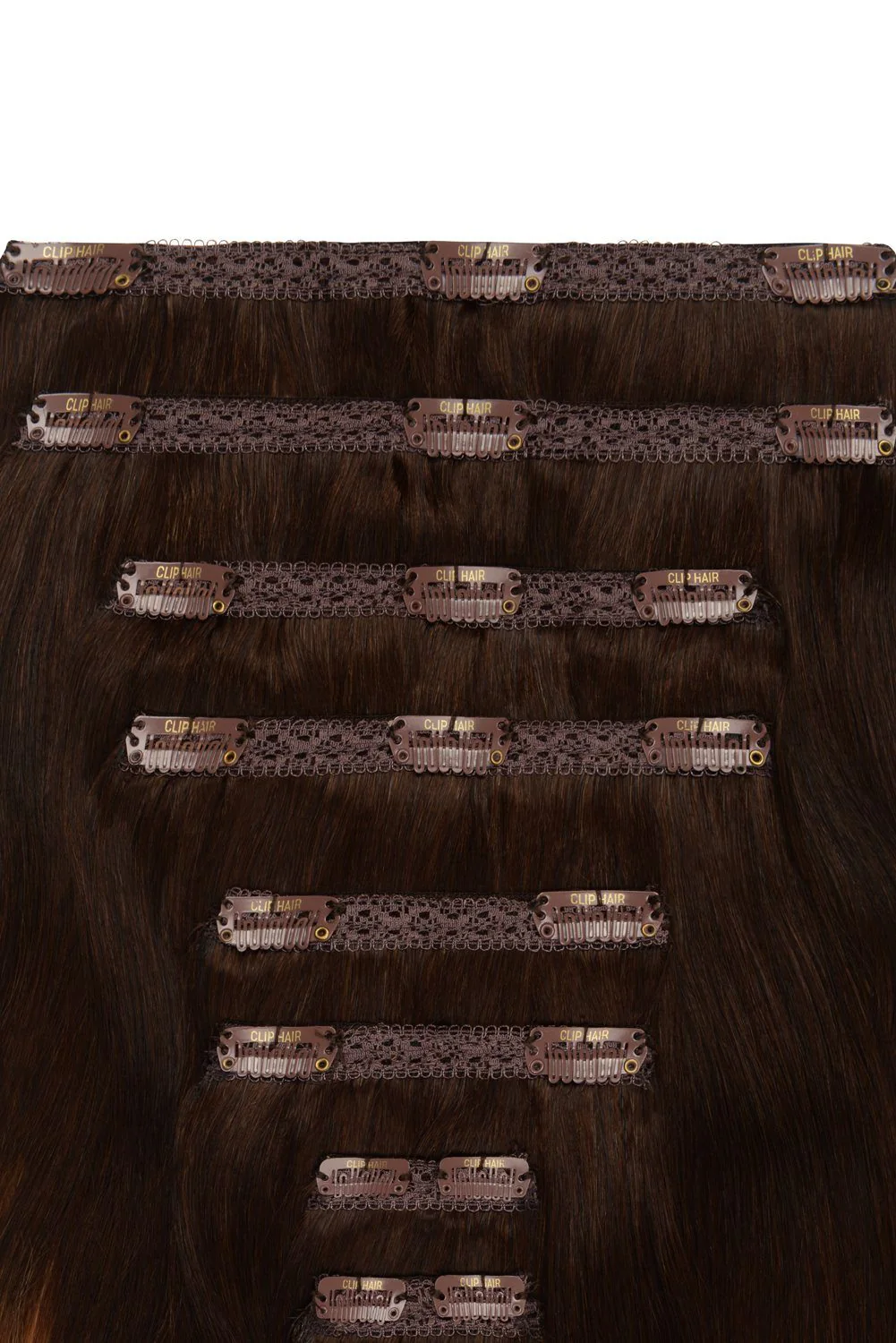 Double Wefted Full Head Remy Clip in Human Hair Extensions - Chocolate Honey Ombre (#T4/27) - Image 2