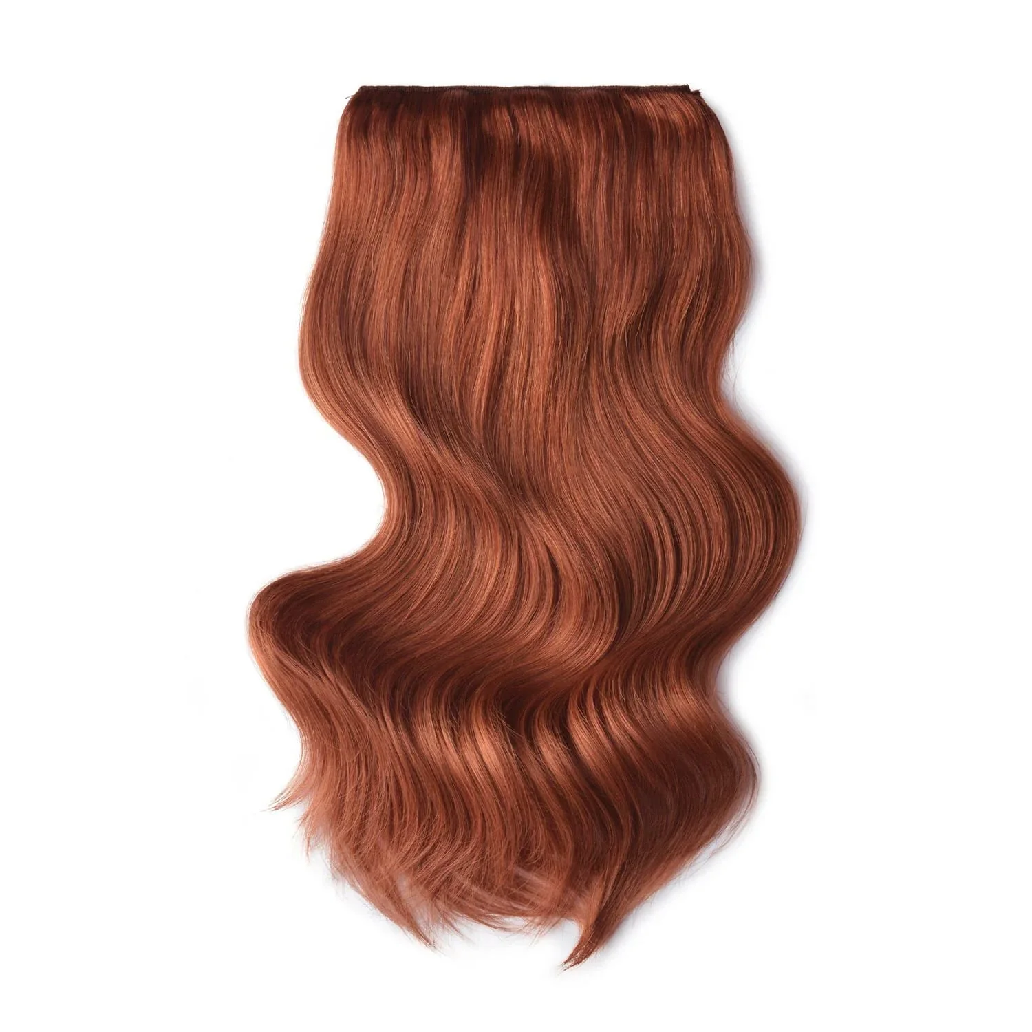 Double Wefted Full Head Remy Clip in Human Hair Extensions - Dark Auburn/Copper Red (#33)