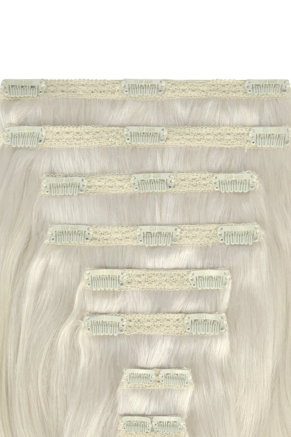 Double Wefted Full Head Remy Clip in Human Hair Extensions - Ice Blonde - Image 2