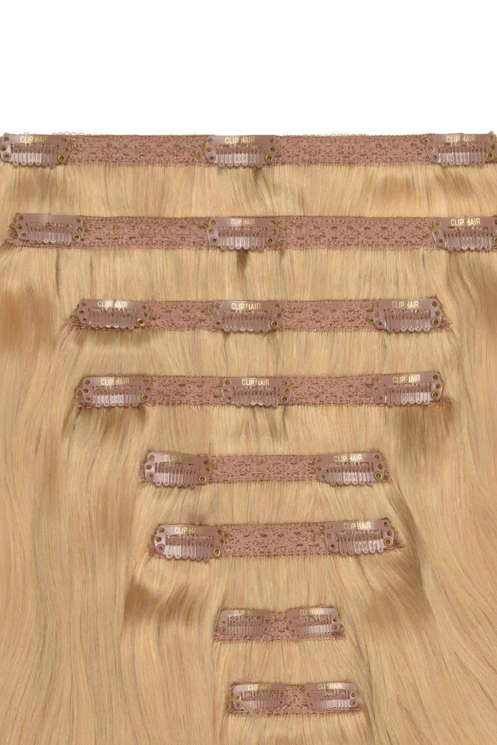 Double Wefted Full Head Remy Clip in Human Hair Extensions - Light Golden Blonde (#16) - Image 2