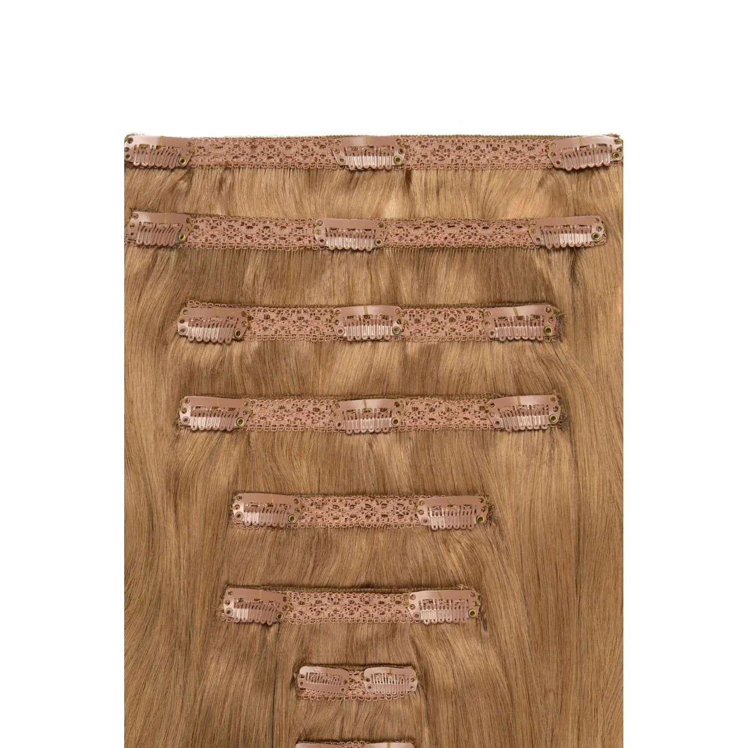 Double Wefted Full Head Remy Clip in Human Hair Extensions - Lightest Brown (#18) - Image 2