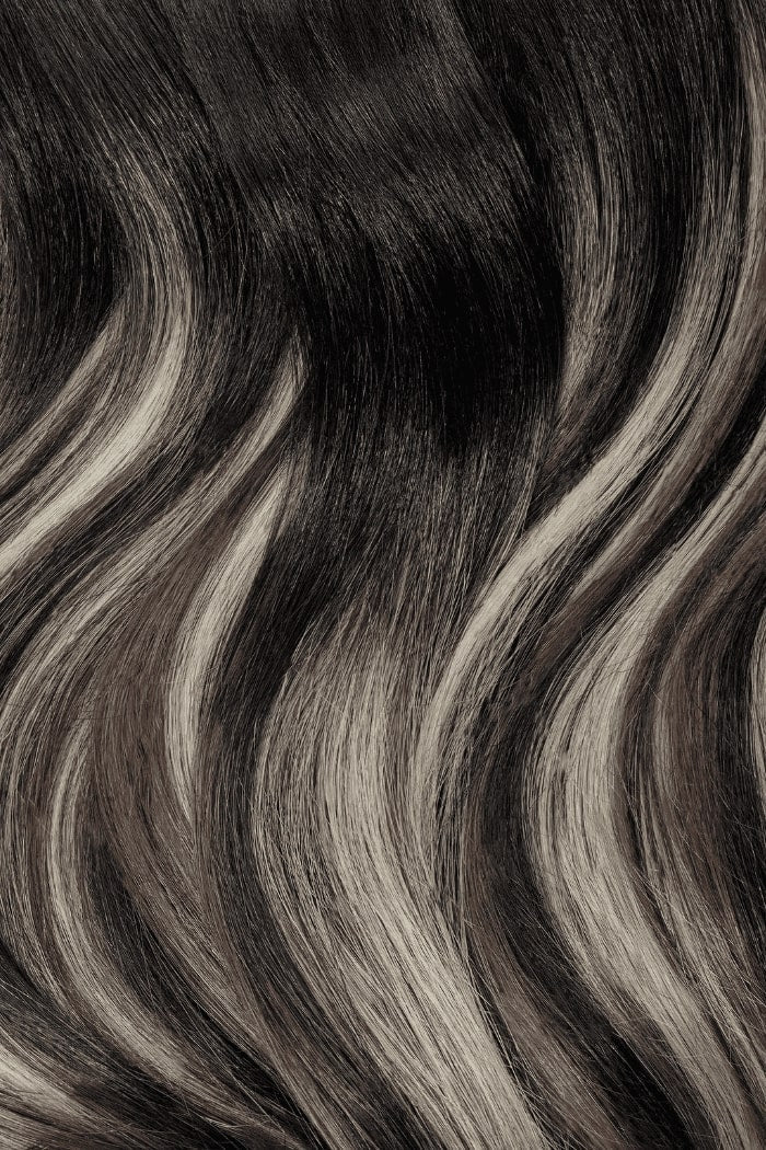 Full Head Remy Clip in Human Hair Extensions - Silver Shadow Balayage