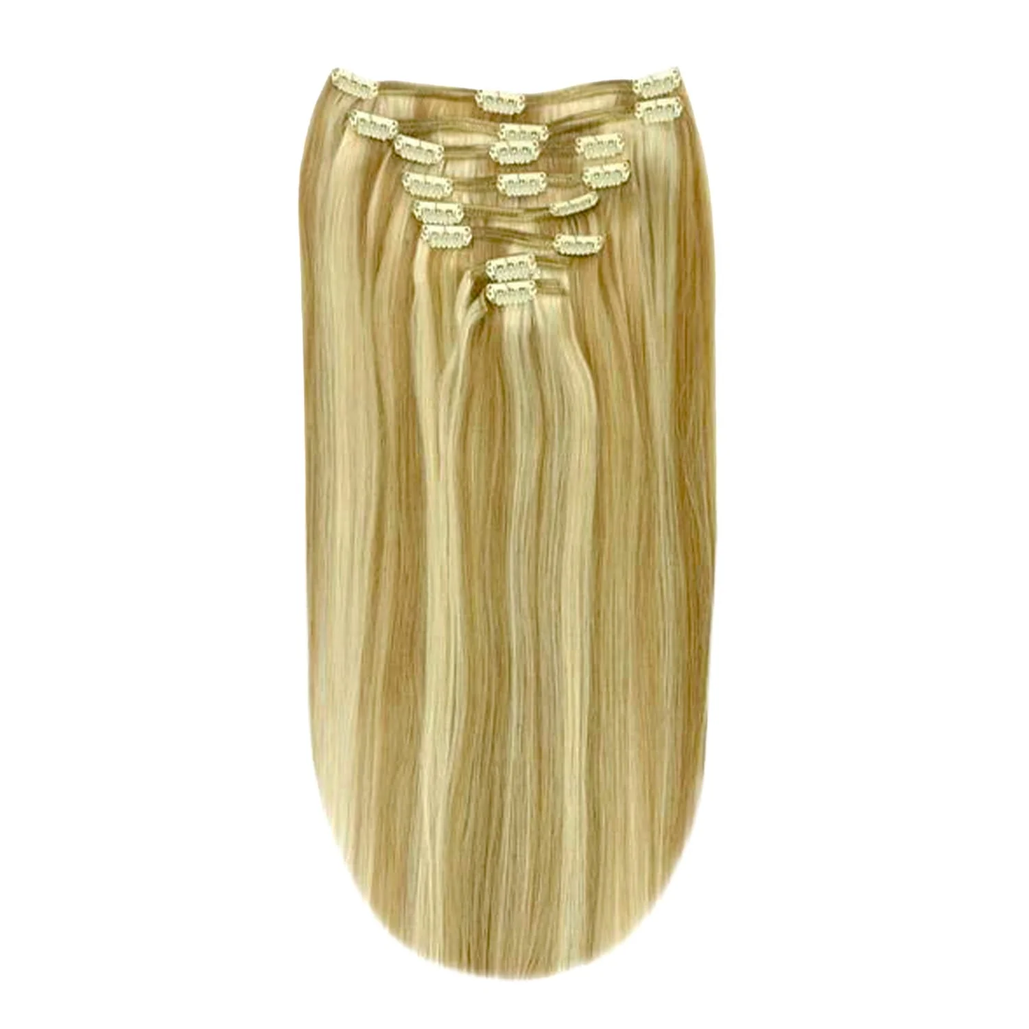 Full Head Remy Clip in Human Hair Extensions - Biscuit Blondey (#18/613)