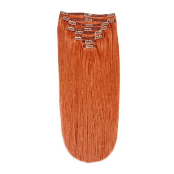 Full Head Remy Clip in Human Hair Extensions - Flaming Ginger (#350)
