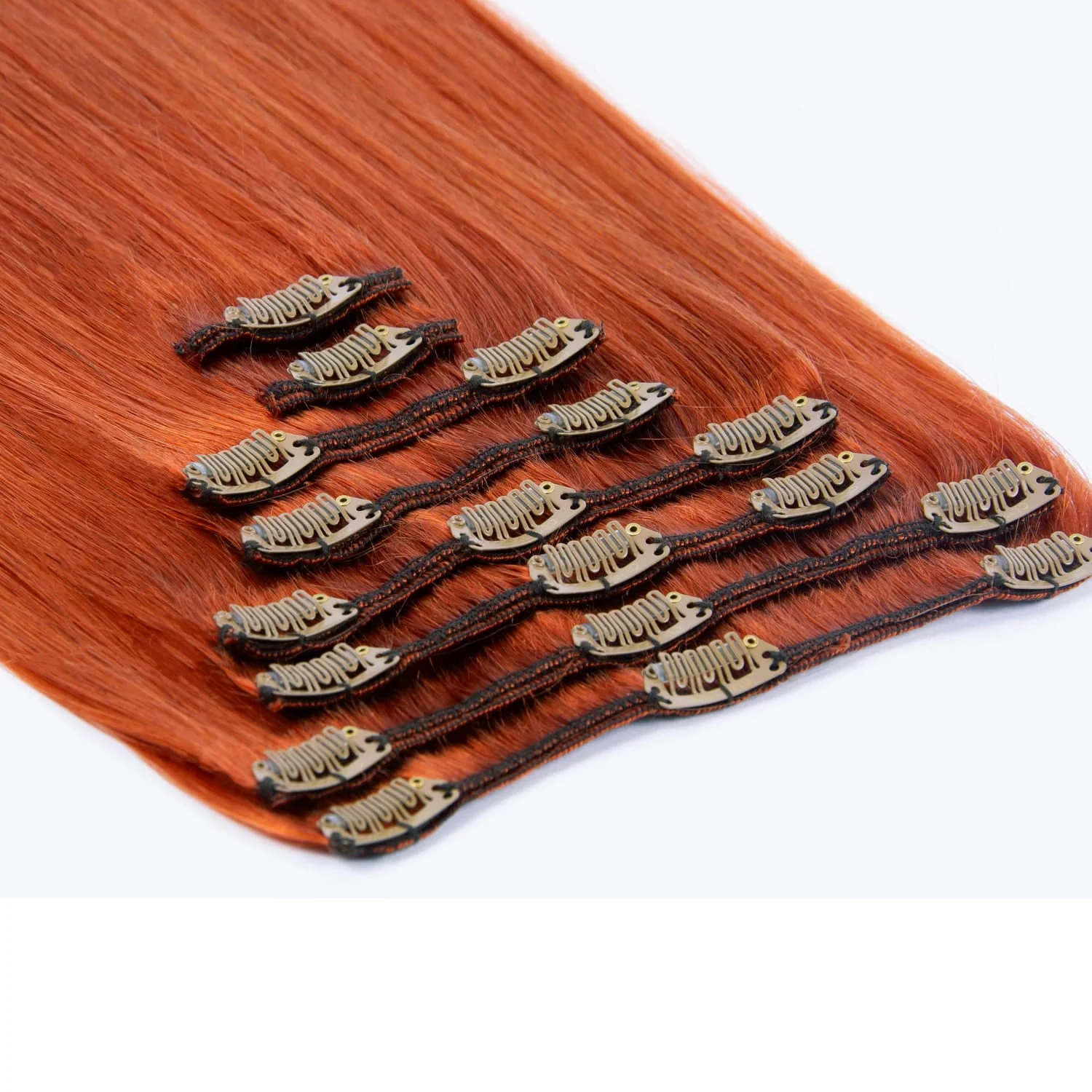 Full Head Remy Clip in Human Hair Extensions - Flaming Ginger (#350) - Image 2