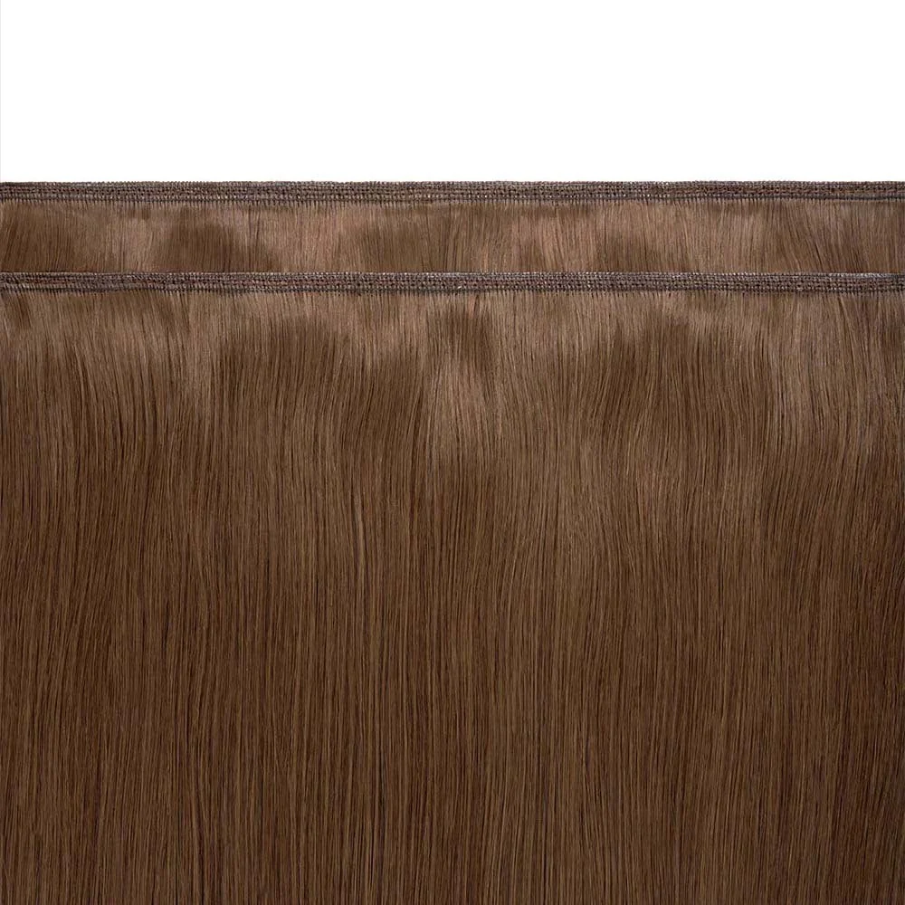Light Brown (#6) Remy Royale Flat Weft Hair Extensions - Image 3