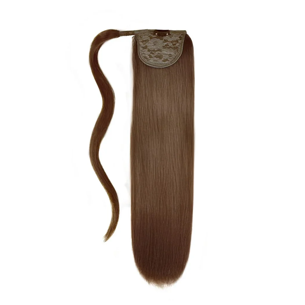 Light/Chestnut Brown (#6) Straight Up Wrap Around Ponytail