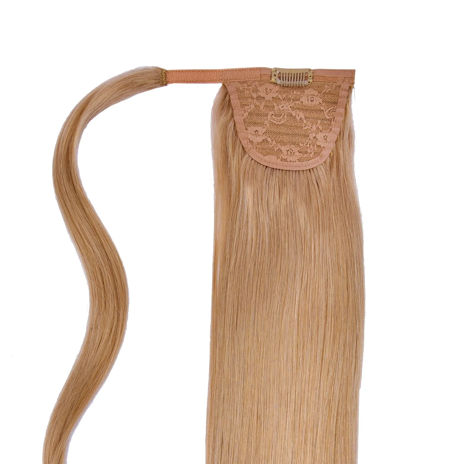 Lightest Brown (#18) Straight Up Wrap Around Ponytail Extension - Image 2