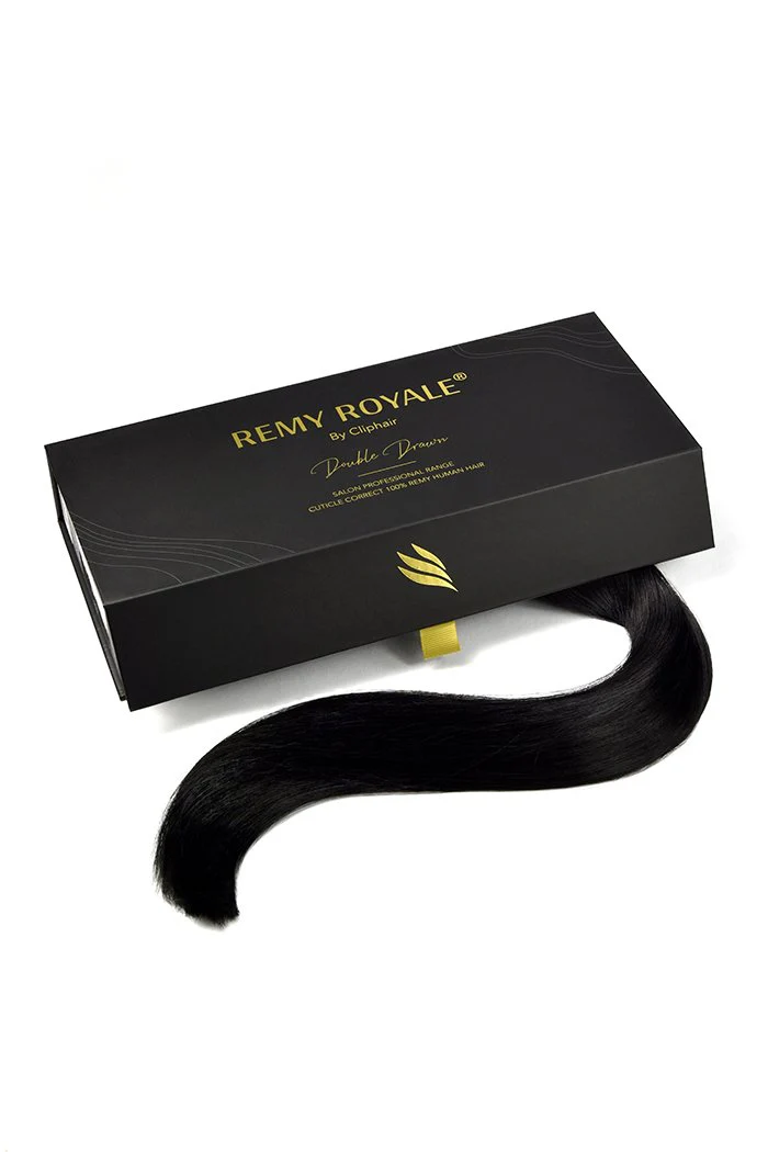 Nano Ring Hair Extensions Double Drawn - Jet Black (#1) - Image 3