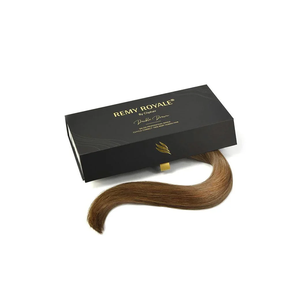 Nano Ring Hair Extensions Double Drawn - Medium Ash Brown (#8) - Image 3