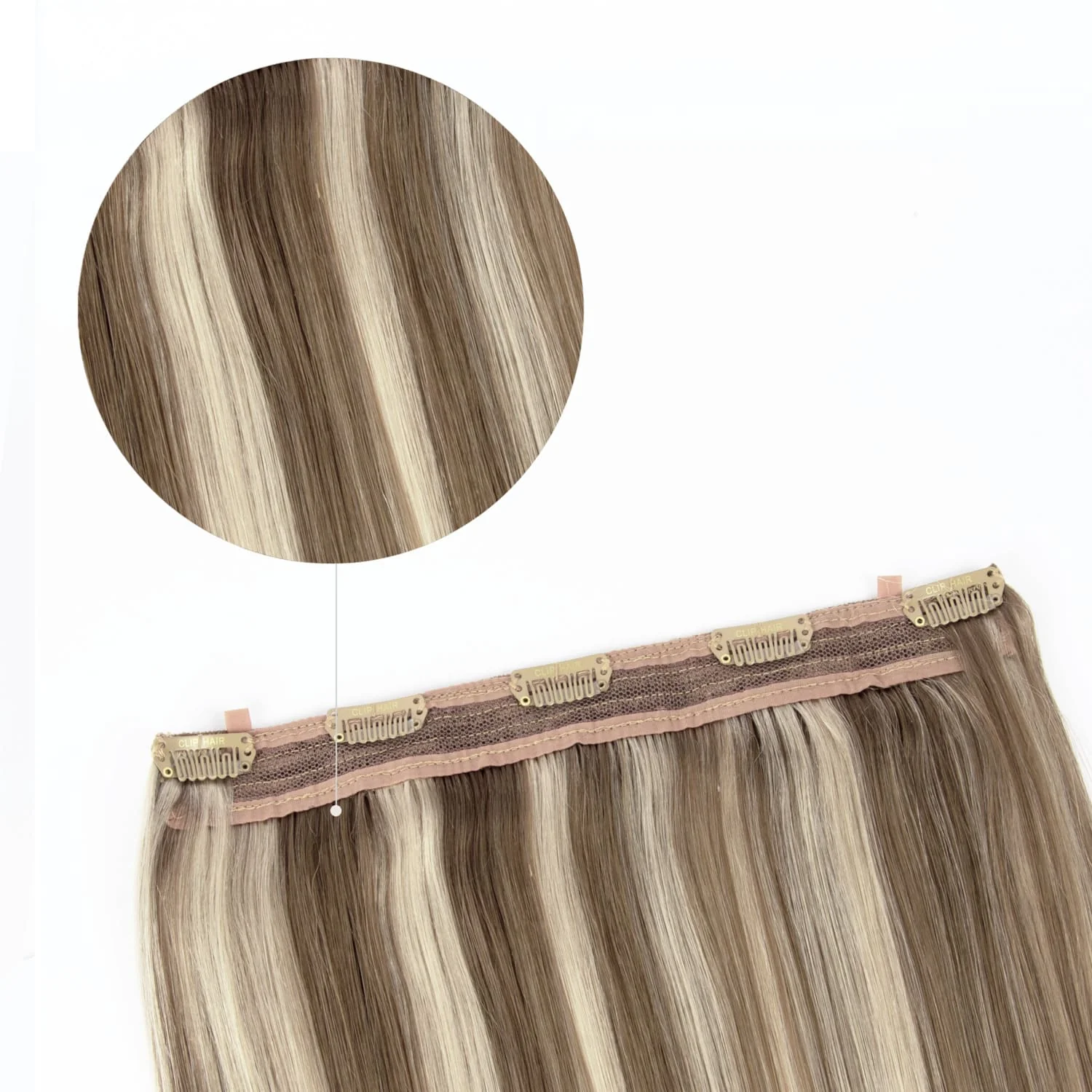 Oak Brondie Quad Weft Clip In One Piece Hair Extensions - Image 2