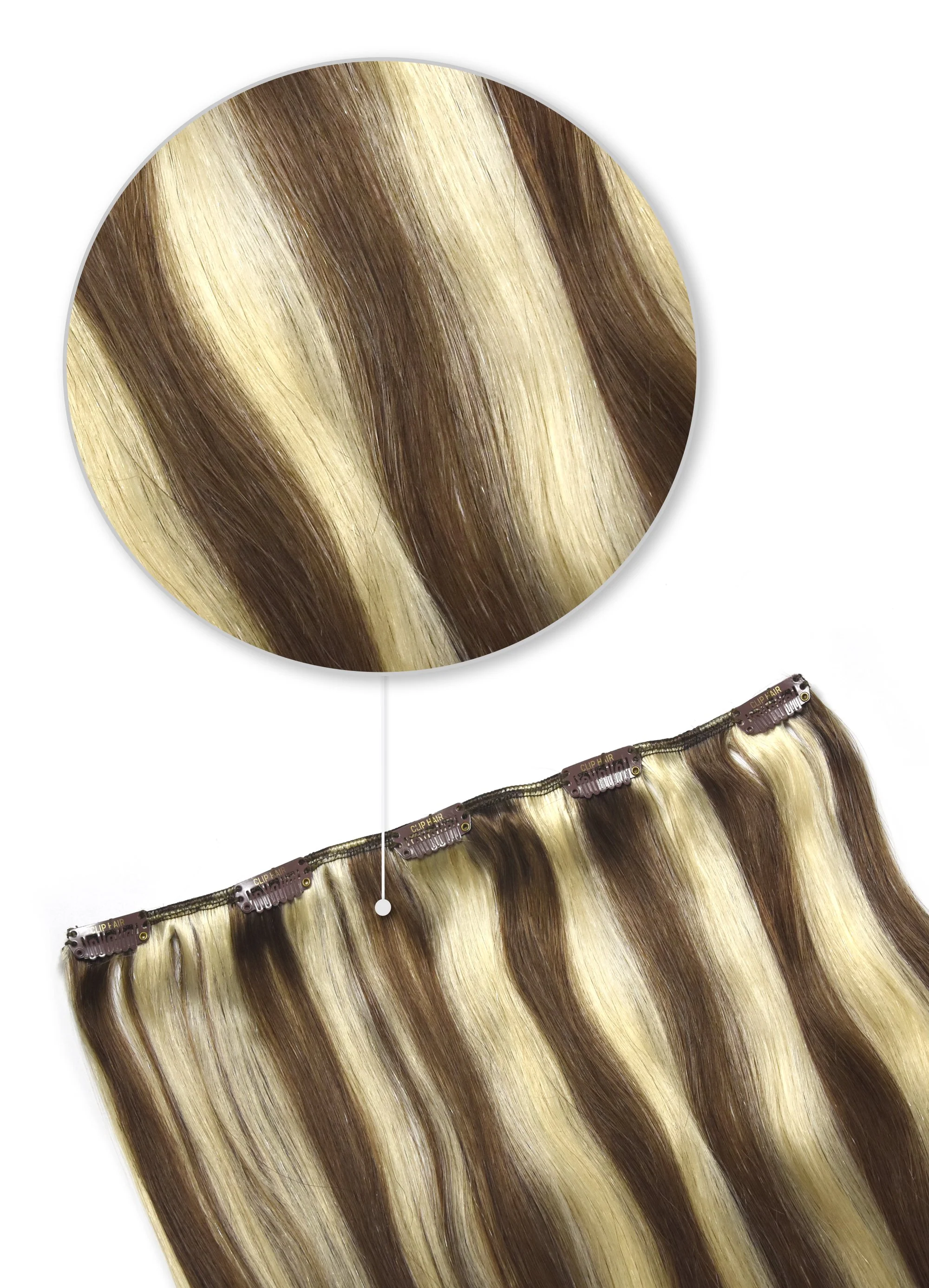 One Piece Top-up Remy Clip in Human Hair Extensions - Chestnut Bronde (#6/613)