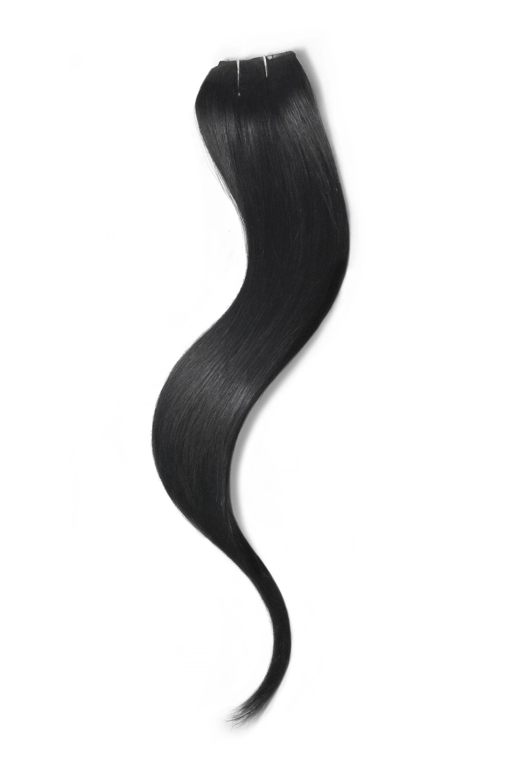 One Piece Top-up Remy Clip in Human Hair Extensions - Jet Black (#1) - Image 3