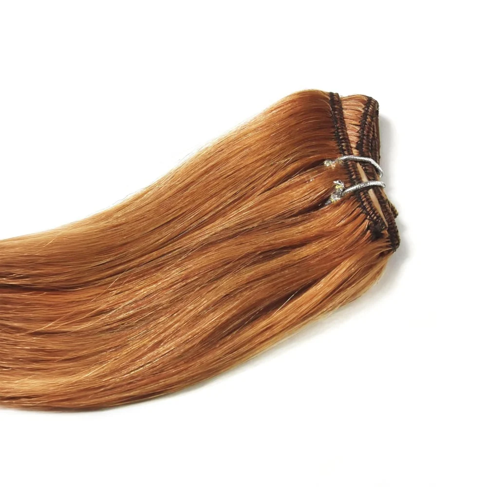 One Piece Top-up Remy Clip in Human Hair Extensions - Light Auburn (#30) - Image 3