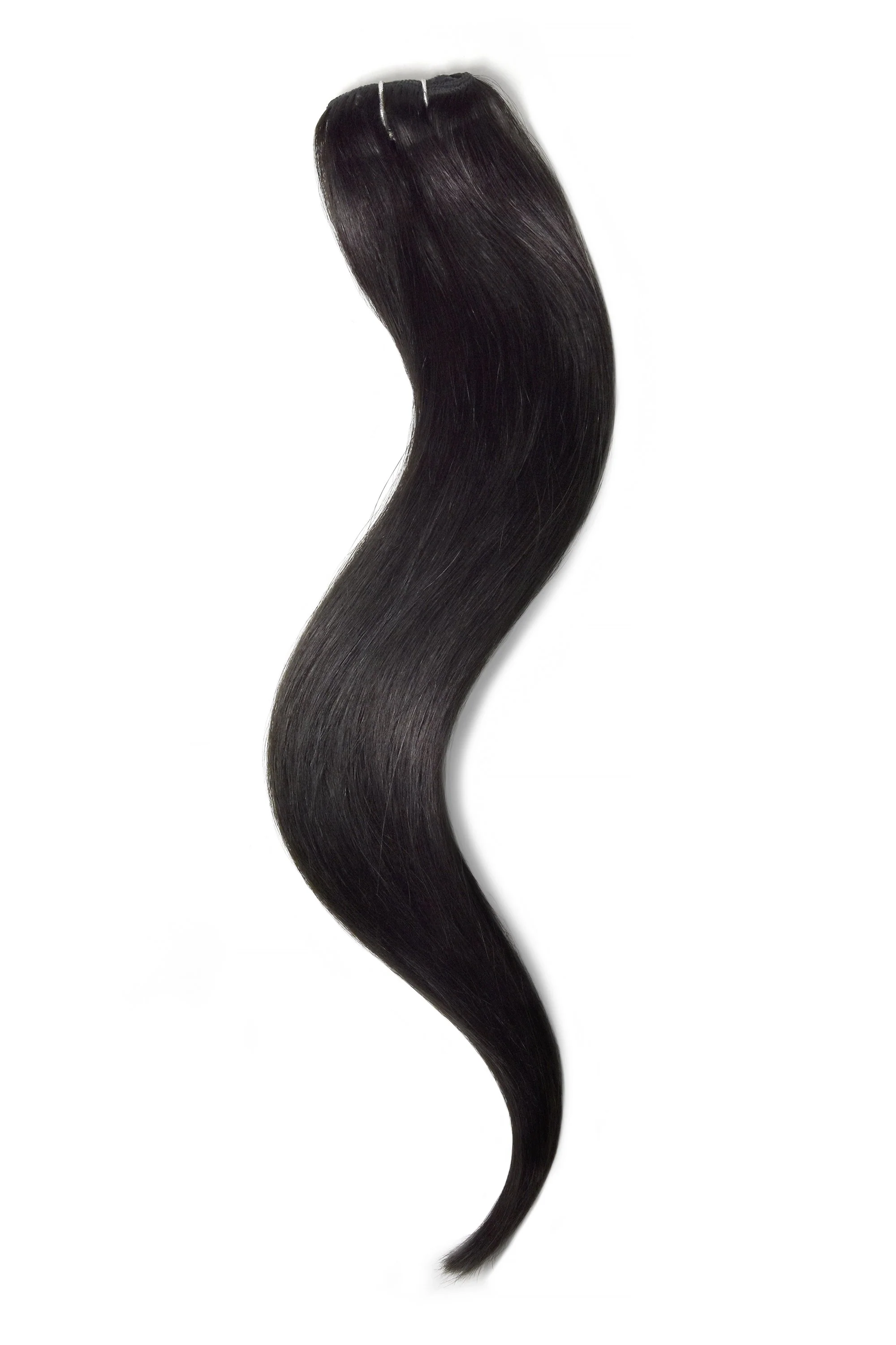One Piece Top-up Remy Clip in Human Hair Extensions - Off/Natural Black (#1B) - Image 3