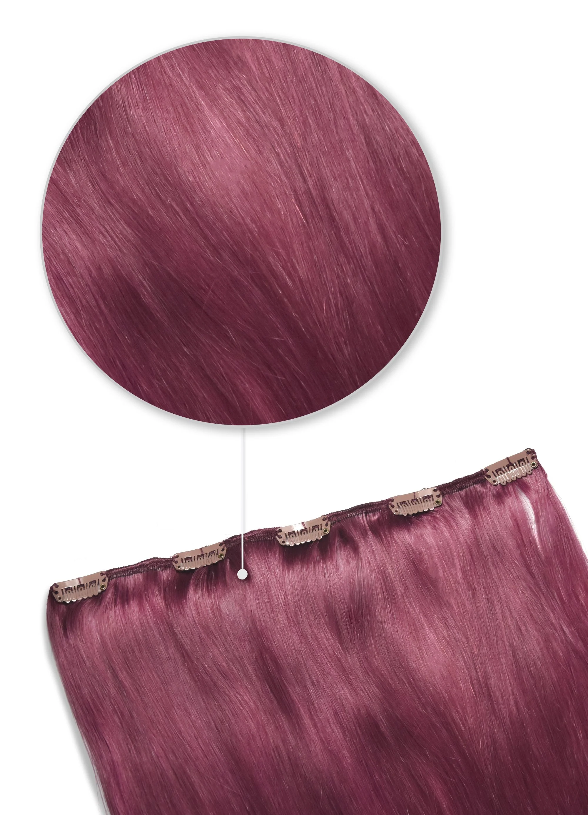 One Piece Top-up Remy Clip in Human Hair Extensions - Plum/Cherry Red (#530)