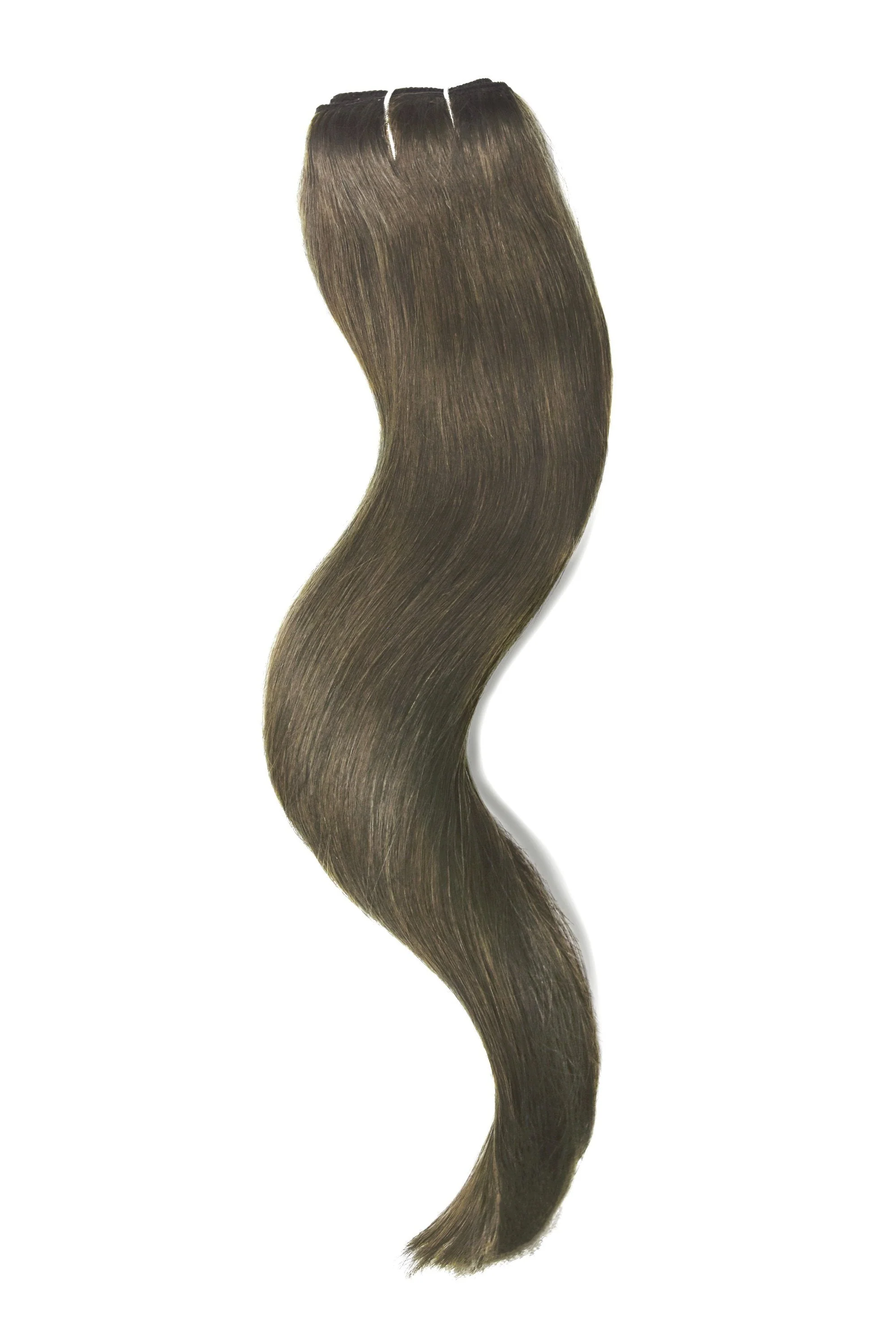 Quad Weft Clip In One Piece Hair Extensions - Ash Brown (#9) - Image 2