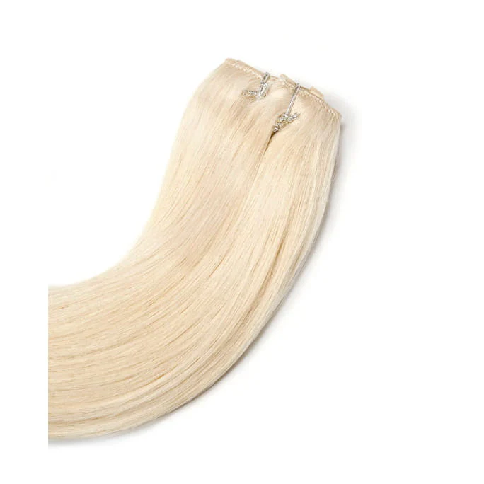 Quad Wefted Remy Clip in One Piece Human Hair Extensions- Bleach Blonde (#613) - Image 5