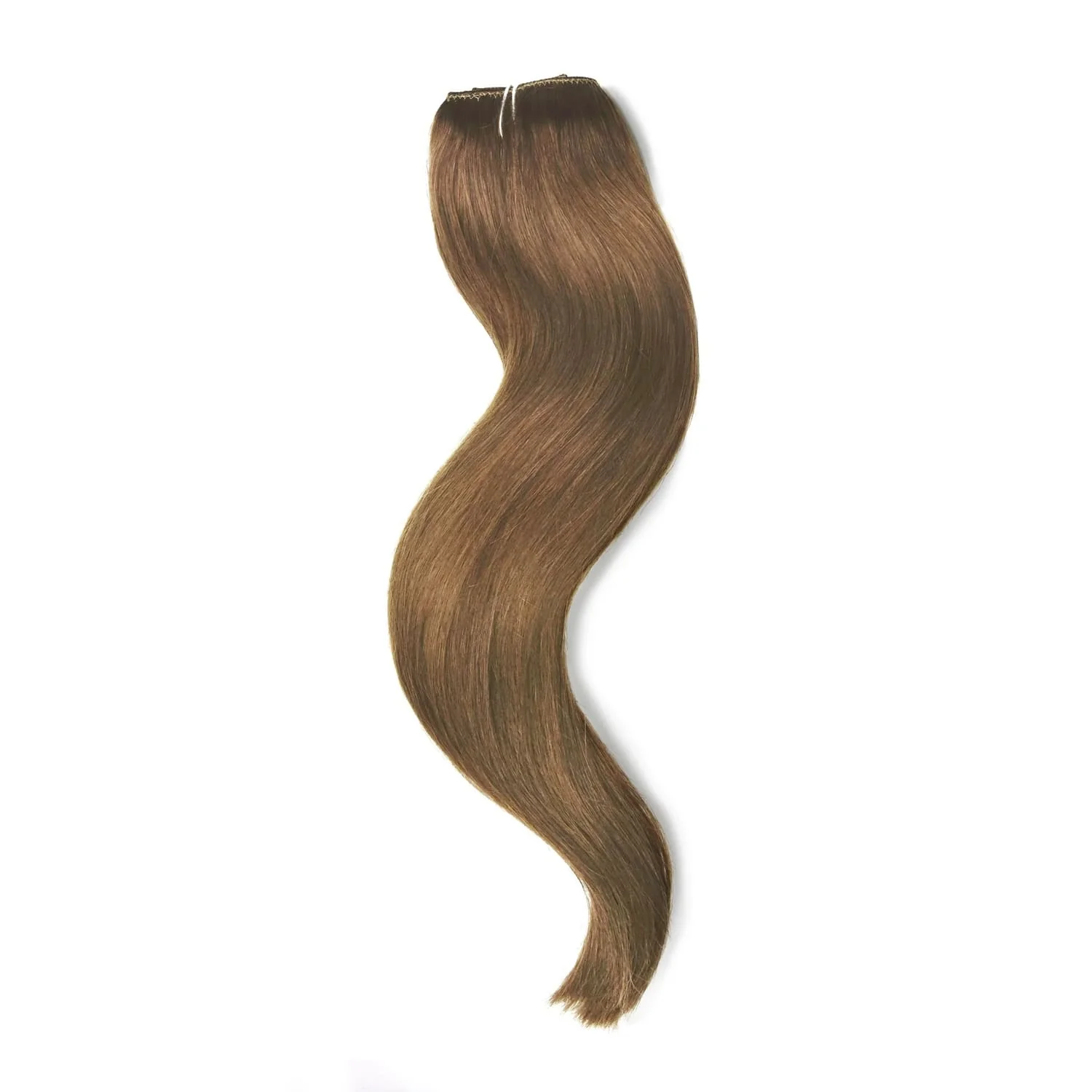 Quad Weft Clip In One Piece Hair Extensions - Medium Ash Brown (#8) - Image 2