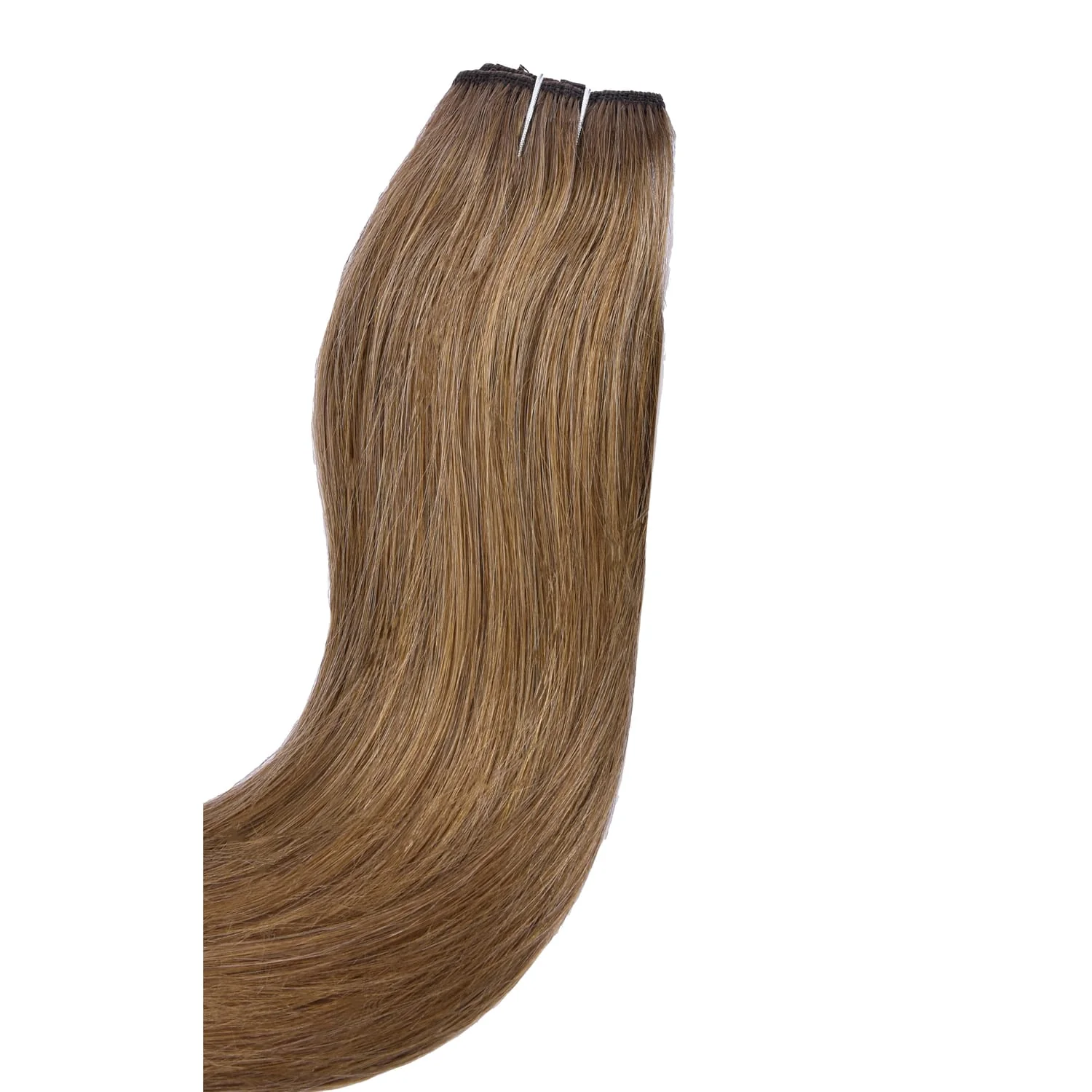 Quad Weft Clip In One Piece Hair Extensions - Medium Ash Brown (#8) - Image 3