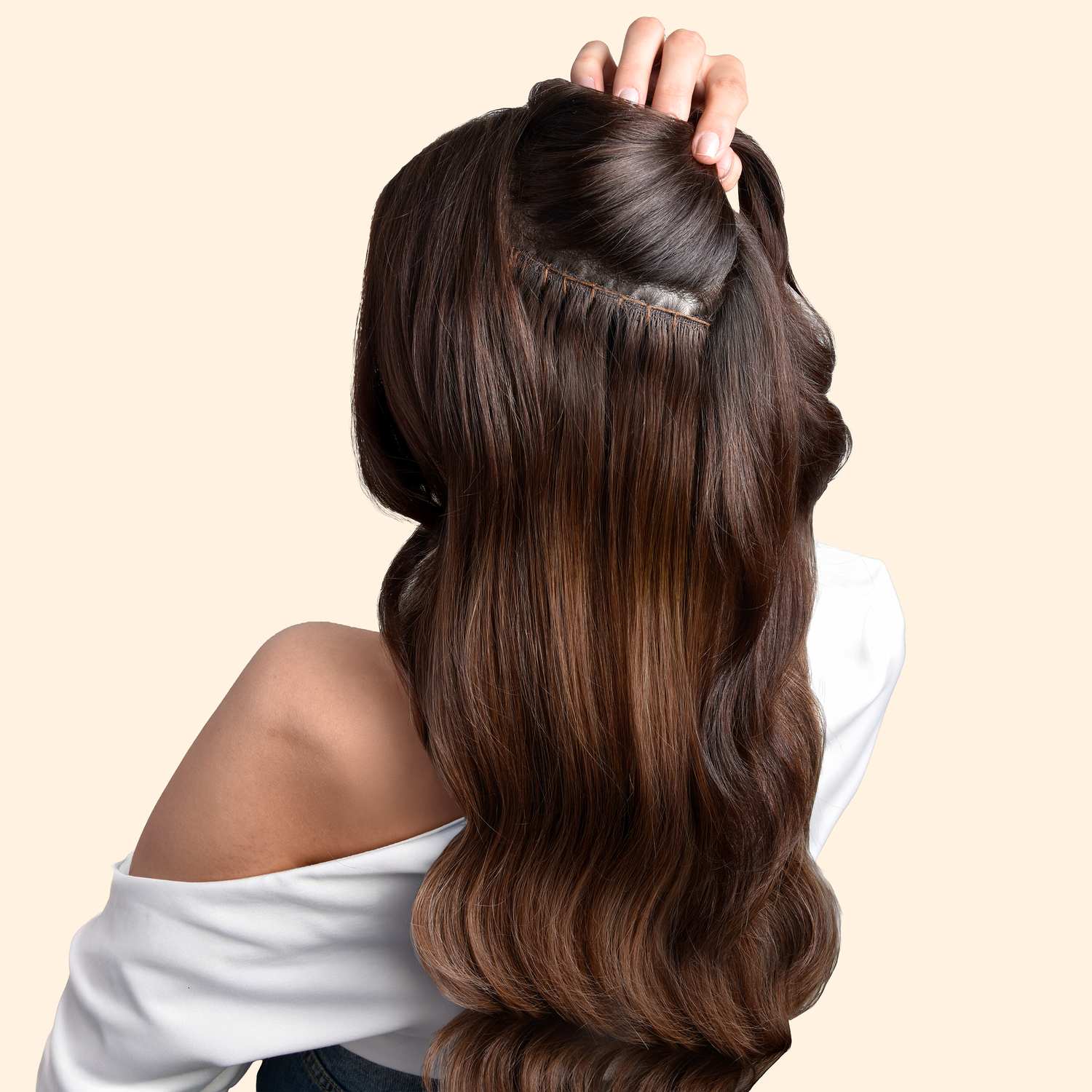 Remy Royale Double Drawn Human Hair Weft Weave Extensions - Toasted Chestnut Melt - Image 4